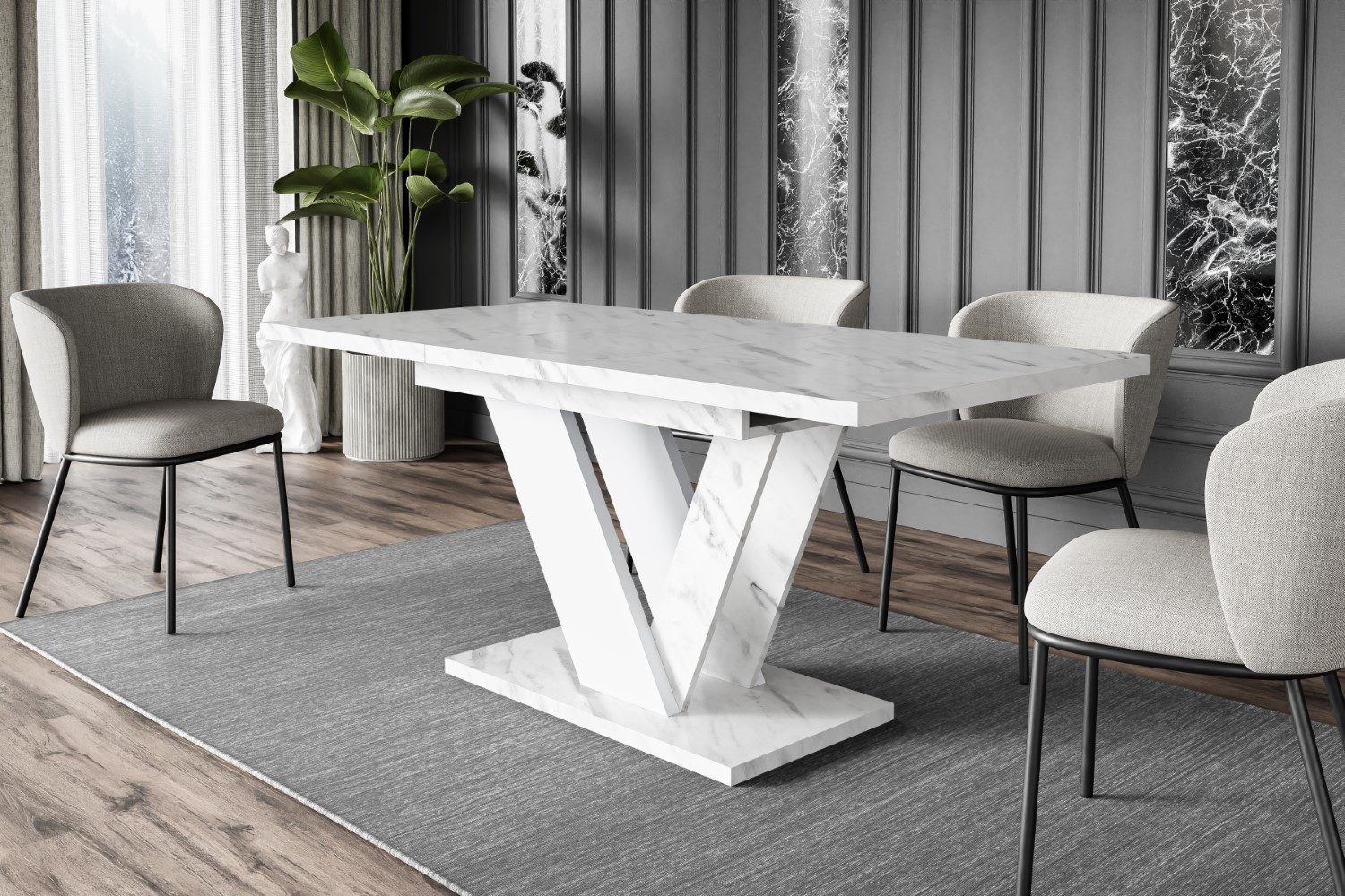 ALTDECOR Esstisch CLASI (Esstisch ausziehbar, Esszimmertische, Tisch Wohnzimmertisch), Esszimmertisch ausziehbar 120 - 160 x 80 x 75 cm – Bild 3 von 5