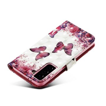 FITSU Handyhülle Handytasche für Samsung Galaxy S22 Hülle Schmetterling Motiv 6,1 Zoll, Flipcase für Samsung S22 Handyhülle, Handytasche mit Kartenfach