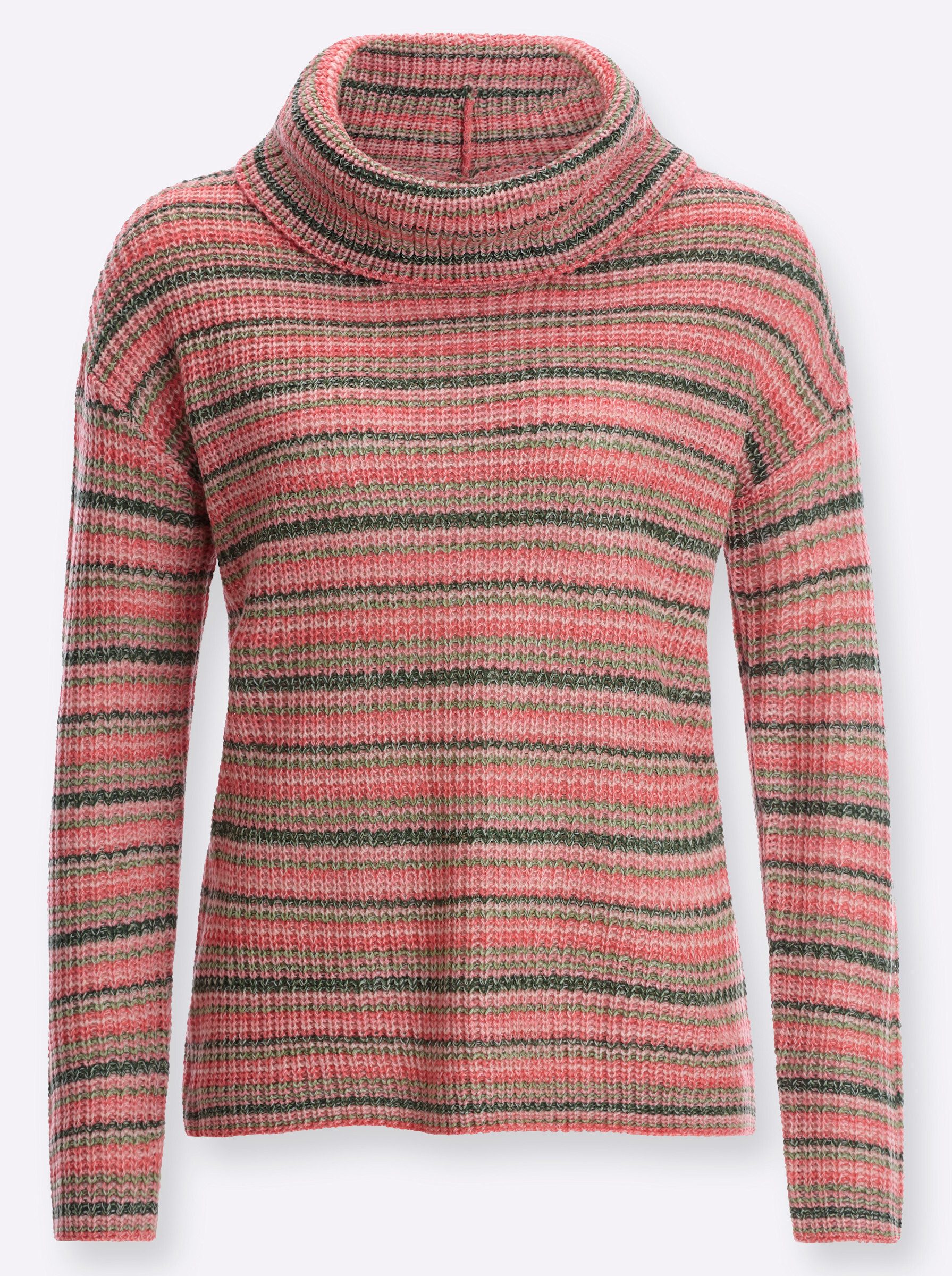 Strickpullover Rollkragen-Pullover Langarm Rippoptik
