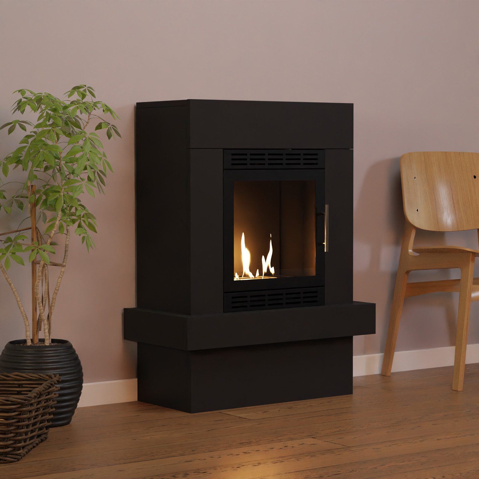 GLOW FIRE Echtfeuer-Dekokamin Larvik Vision Ethanol Kamin, Bioethanol Kamin mit 3h Brenndauer, Heizleistung bis 2KW