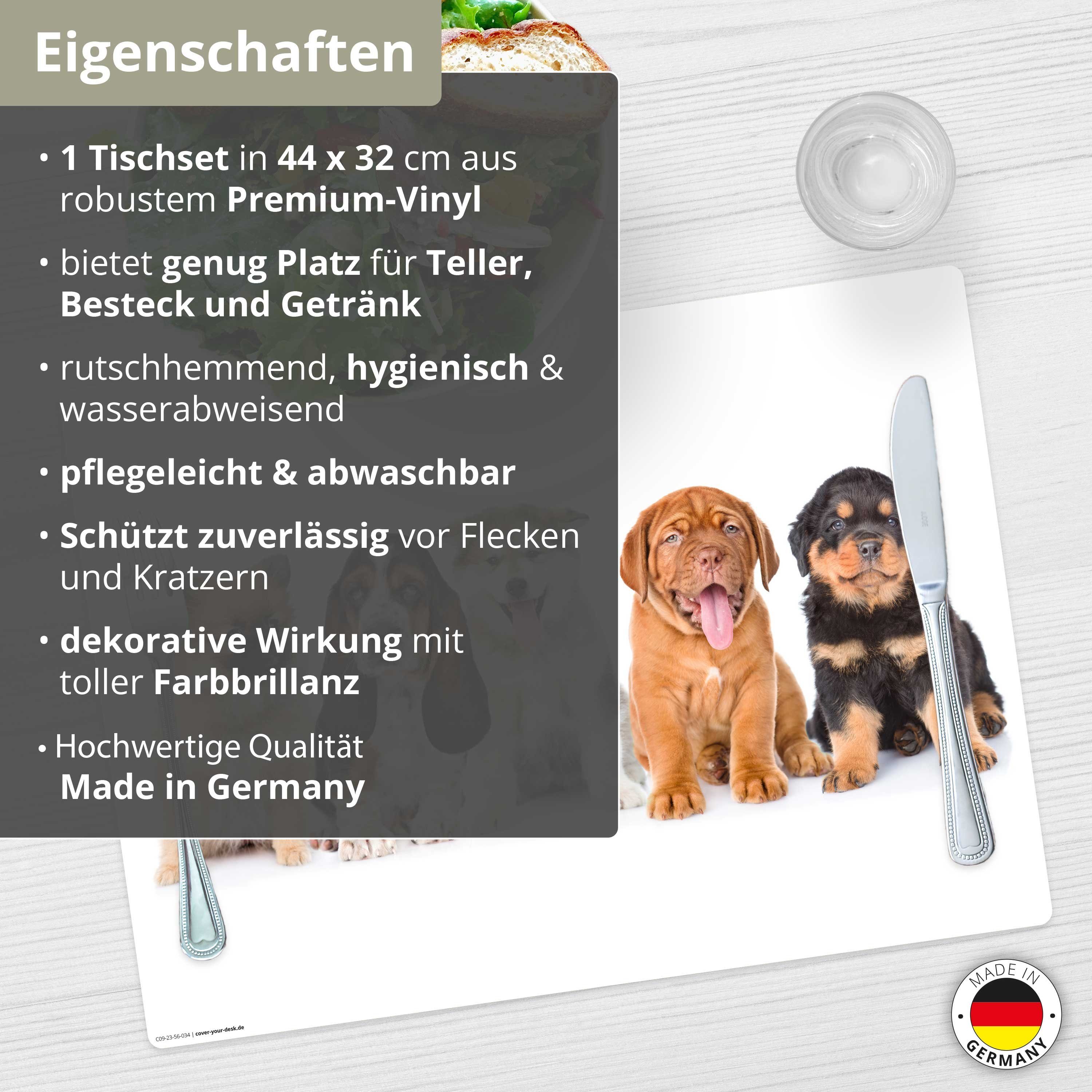 Platzset, Tischset, Platzset abwaschbar Hundewelpen, erstklassigem rutschfeste süße 1-St., Made BPA-frei), in - 5 cm Tischsetmacher, Kinder x - Tischdekoration), 44 Für (Kunststoff Vinyl (aus - Germany - 32