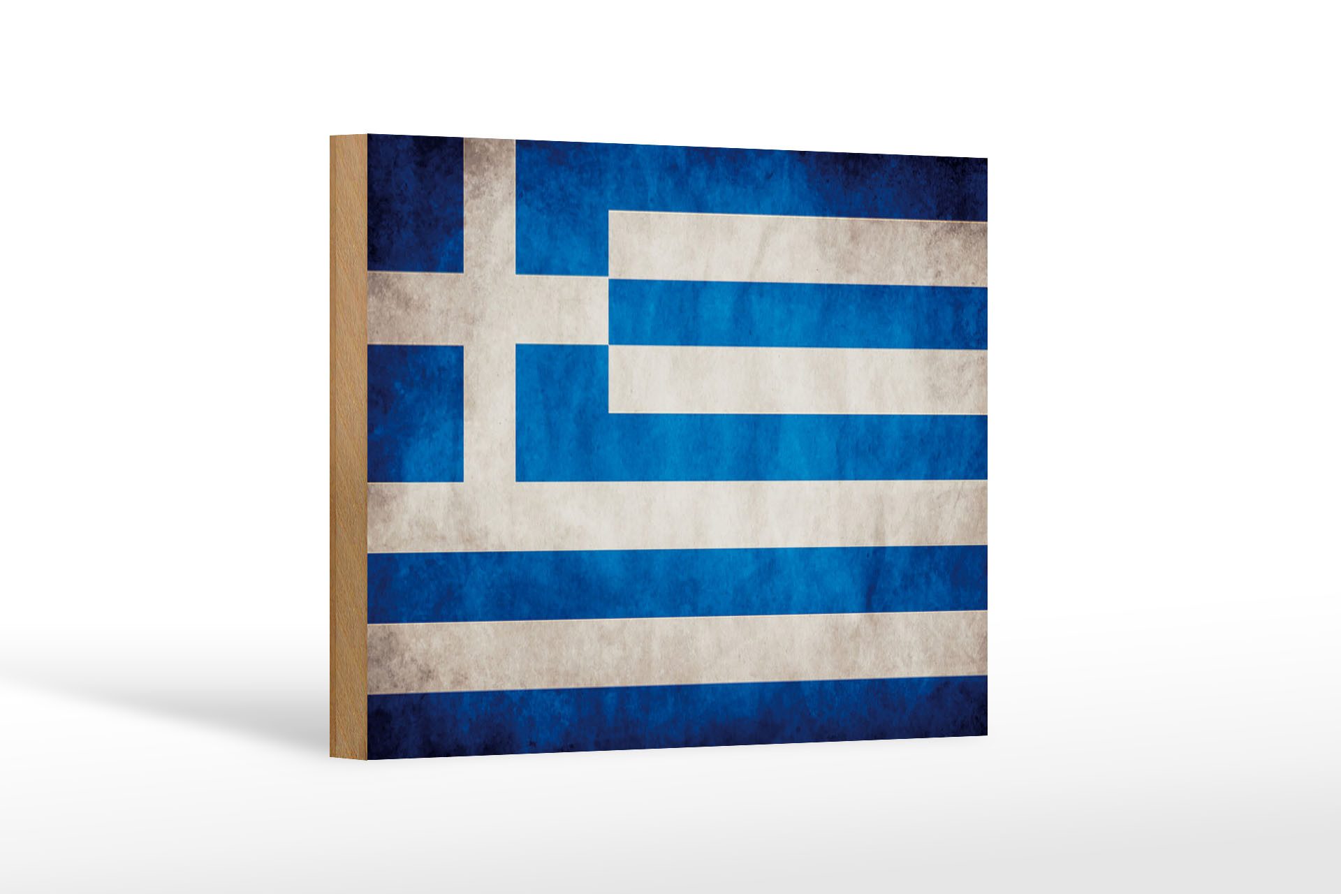 Femer GmbH Holzbild Flagge 18x12 cm Griechenland Fahne, Flaggen (1 St), Glatte Holzfaserplatte (MDF), vorn beschichtet