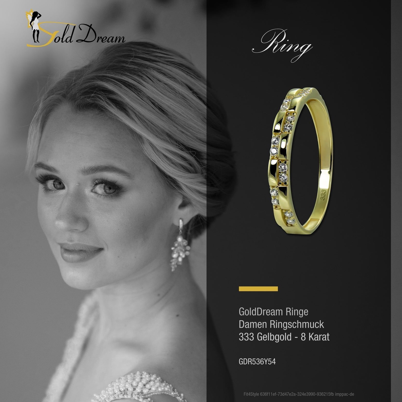 Fashion Gelbgold - Goldring Karat, weiß Farbe: Ring Damen GoldDream 333 Gold Fashion (Fingerring), 8 GoldDream Gr.54 gold, Ring