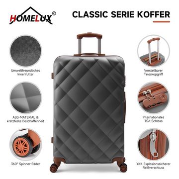 HOMELUX Trolleyset Kofferset 3er ABS Hartschale Reisekoffer, 4 Rollen, 4 Rollen, (Set, 3), Rollkoffer Trolley Hartschalen koffer Set - M-L-XL
