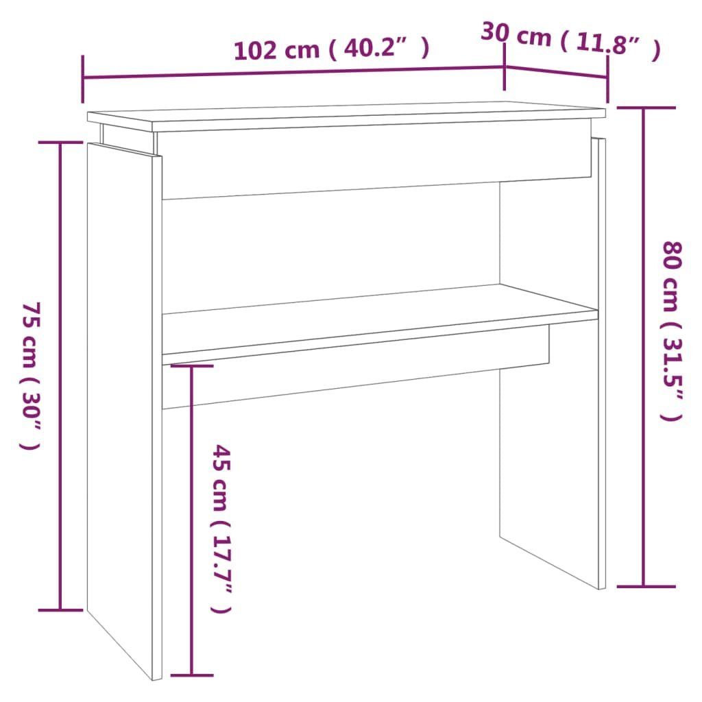 Sonoma furnicato Holzwerkstoff 102x30x80 (1-St) Konsolentisch Beistelltisch cm Grau