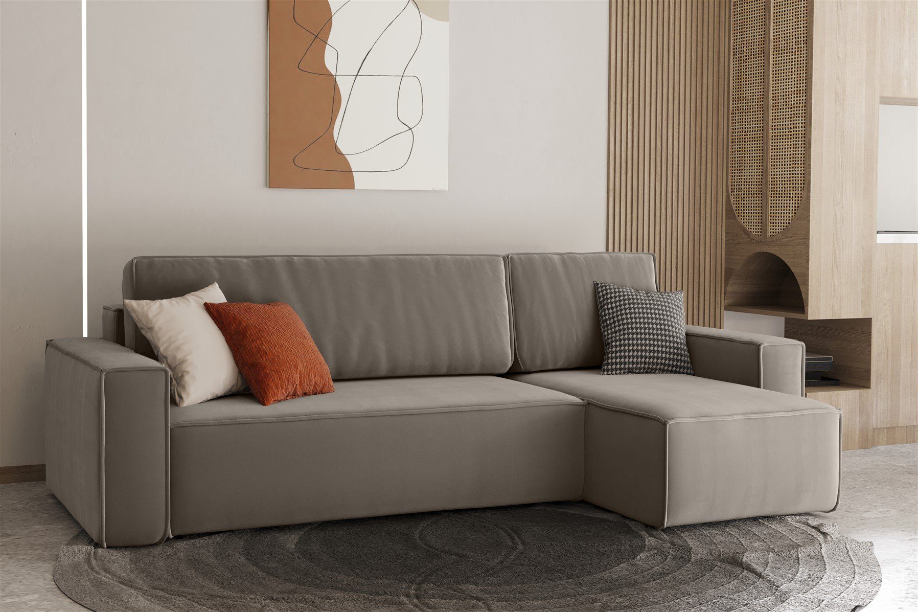 Fun Möbel Ecksofa Ecksofa MARIS mit Ottomane in Stoff Swing, mit Schlaffunktion, Rundumbezug