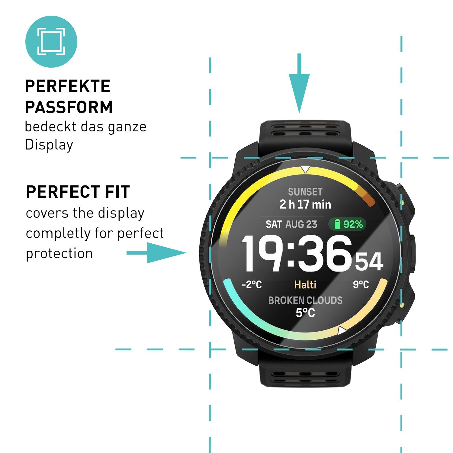 smartect Displayschutzglas Schutzglas Panzerfolie Klar für Suunto Vertical 2, Set, 3 Stück, Schutzfolie Glasschutz Bildschirm