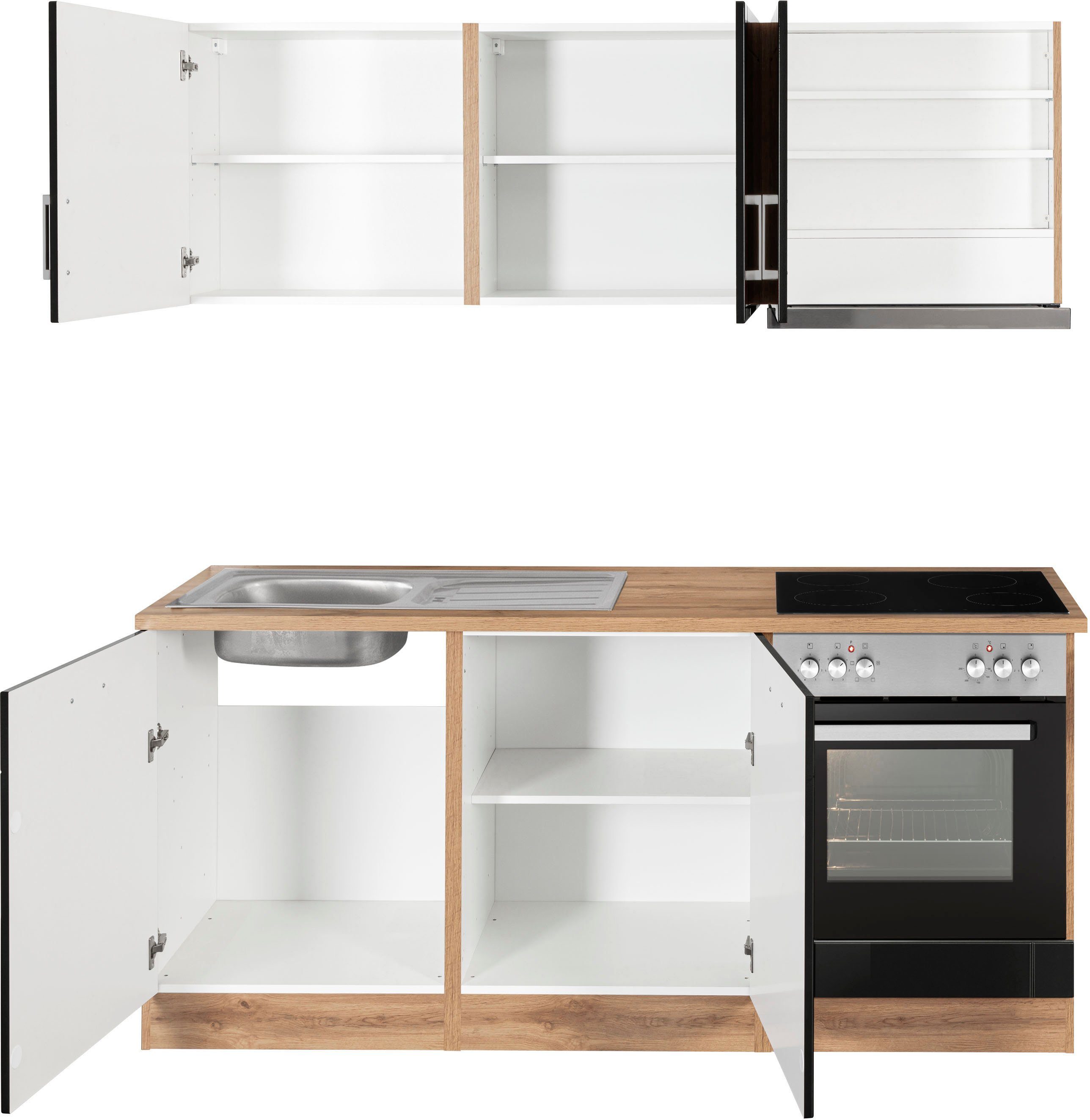 KOCHSTATION Küchenzeile KS-Tinnum, mit E-Geräten, Breite 180 cm