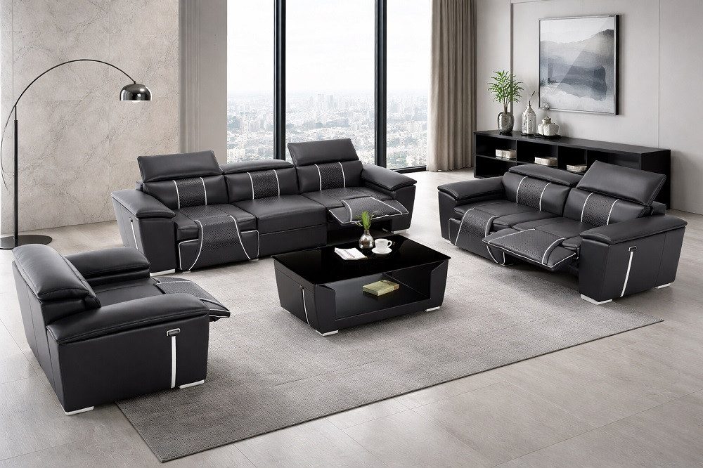 Xlmoebel Sofa Leder Sofagarnitur 3-1-1 Multifunktionssofa Sofort, 3-1-1 3 Teile, Hergestellt in Europa