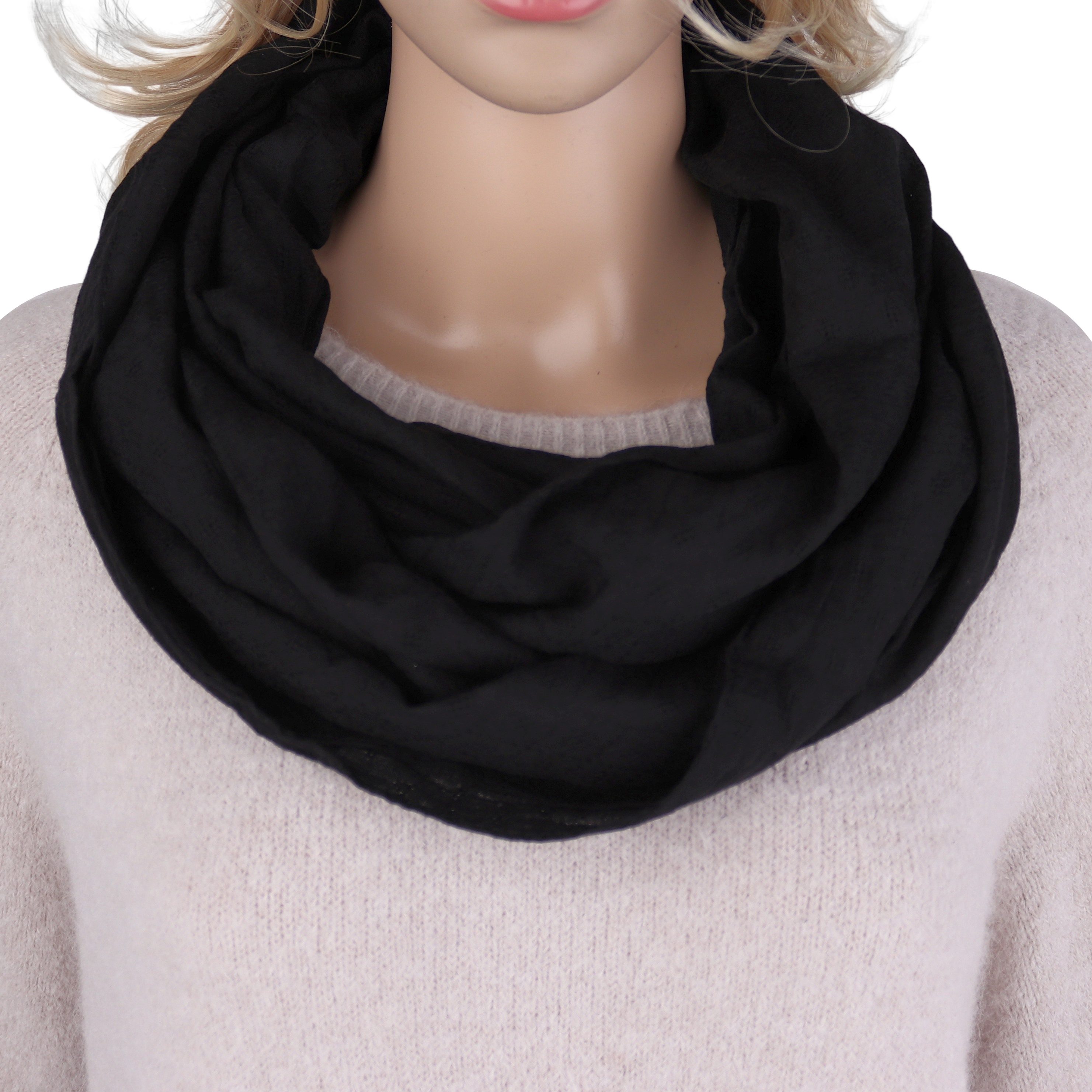 Loop Damen Schal Unifarbe mit Lochmuster Weich aus 100% Baumwolle