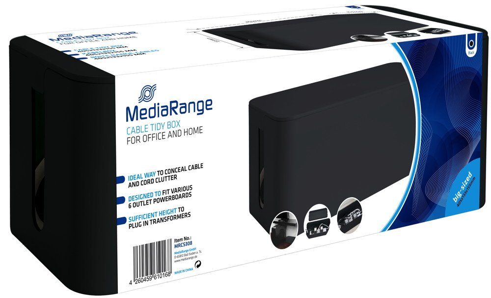 Mediarange Kabelbox Mediarange Cable tidy box Kabelbox L big sized schwarz