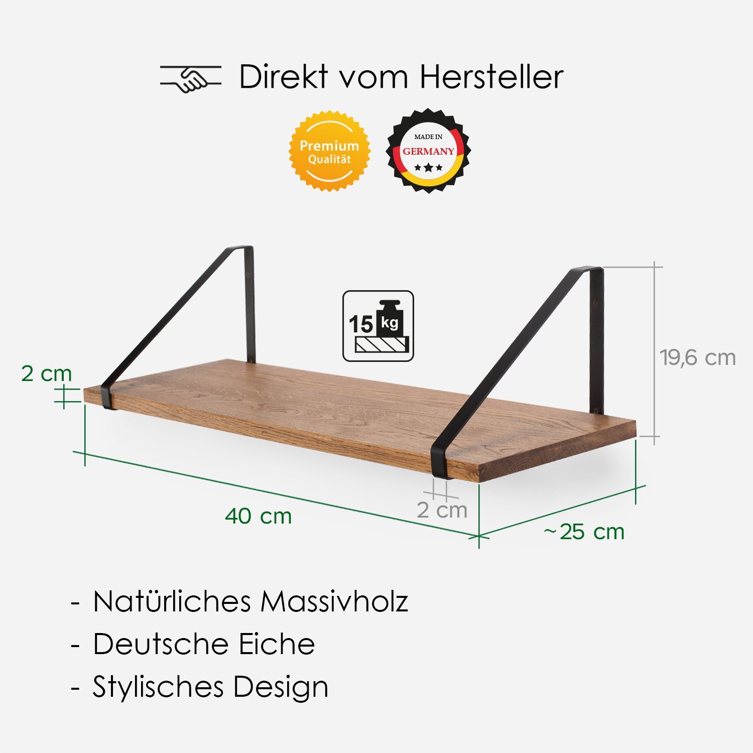 Rikmani Wandregal RAY Schweberegal Eiche schwarz, günstig online kaufen