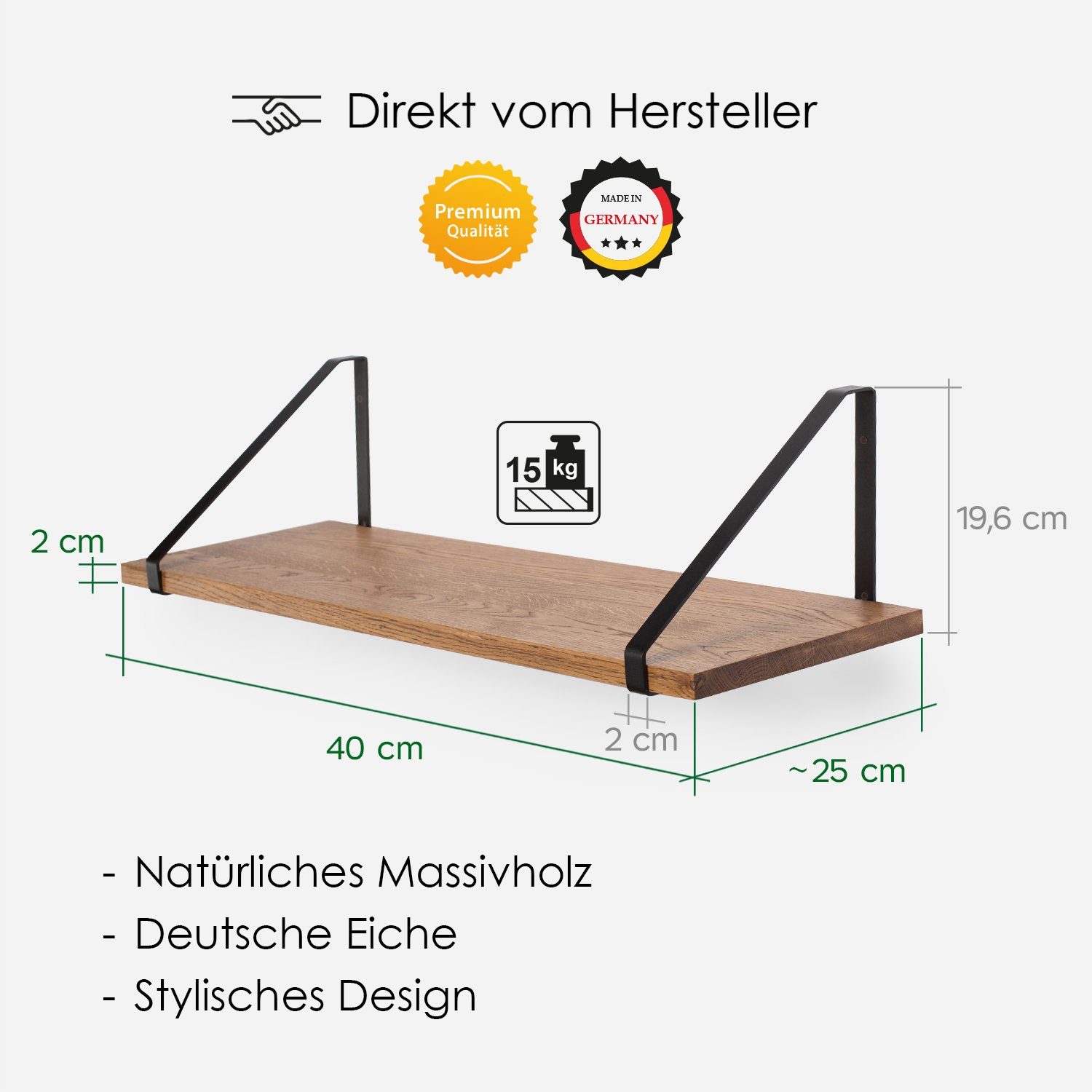 Rikmani Wandregal RAY Schweberegal / 25 Dunkel Eiche Eiche schwarz