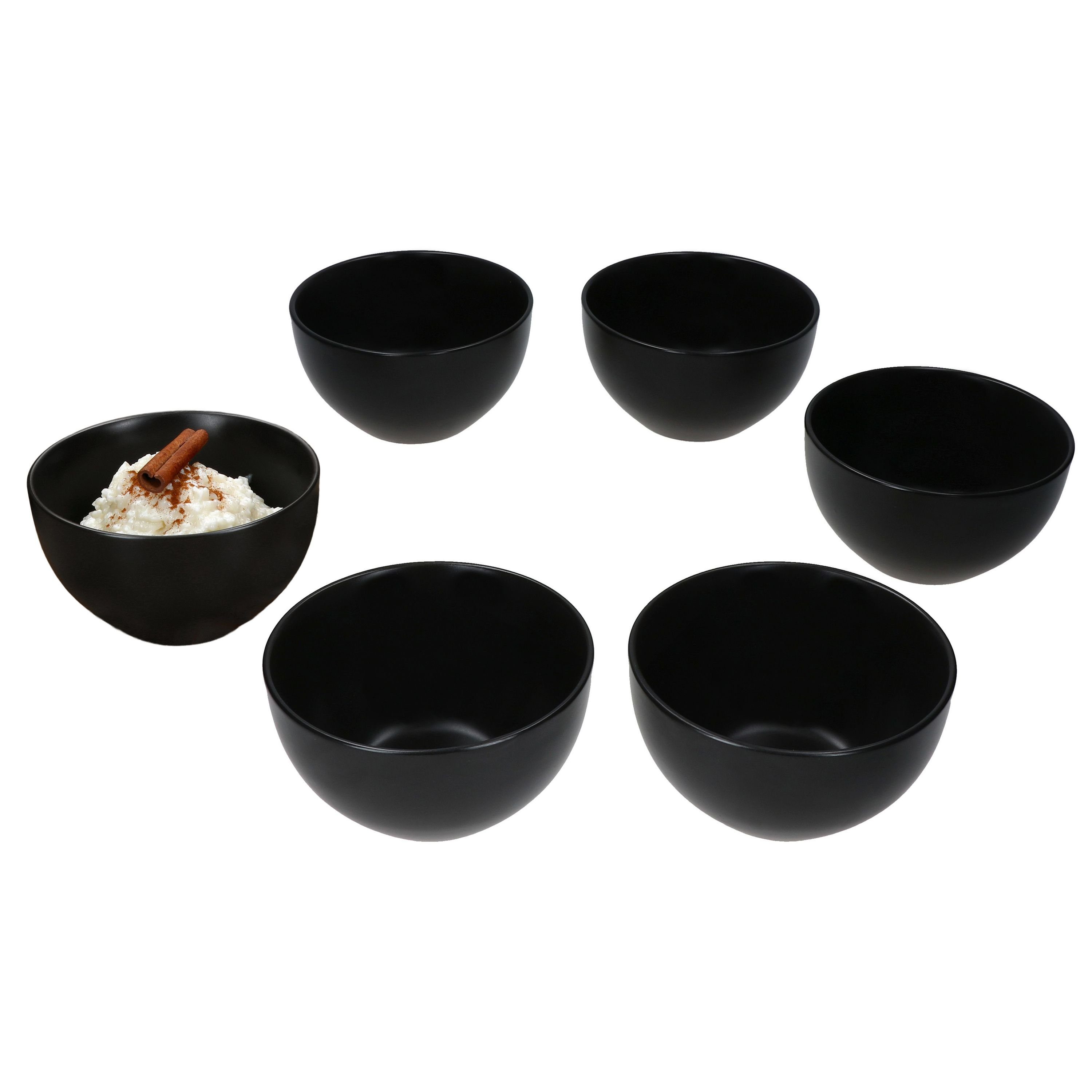 Müslischale 6x Panther Schale Ø14,2cm schwarz 450ml Steingut 6 Personen