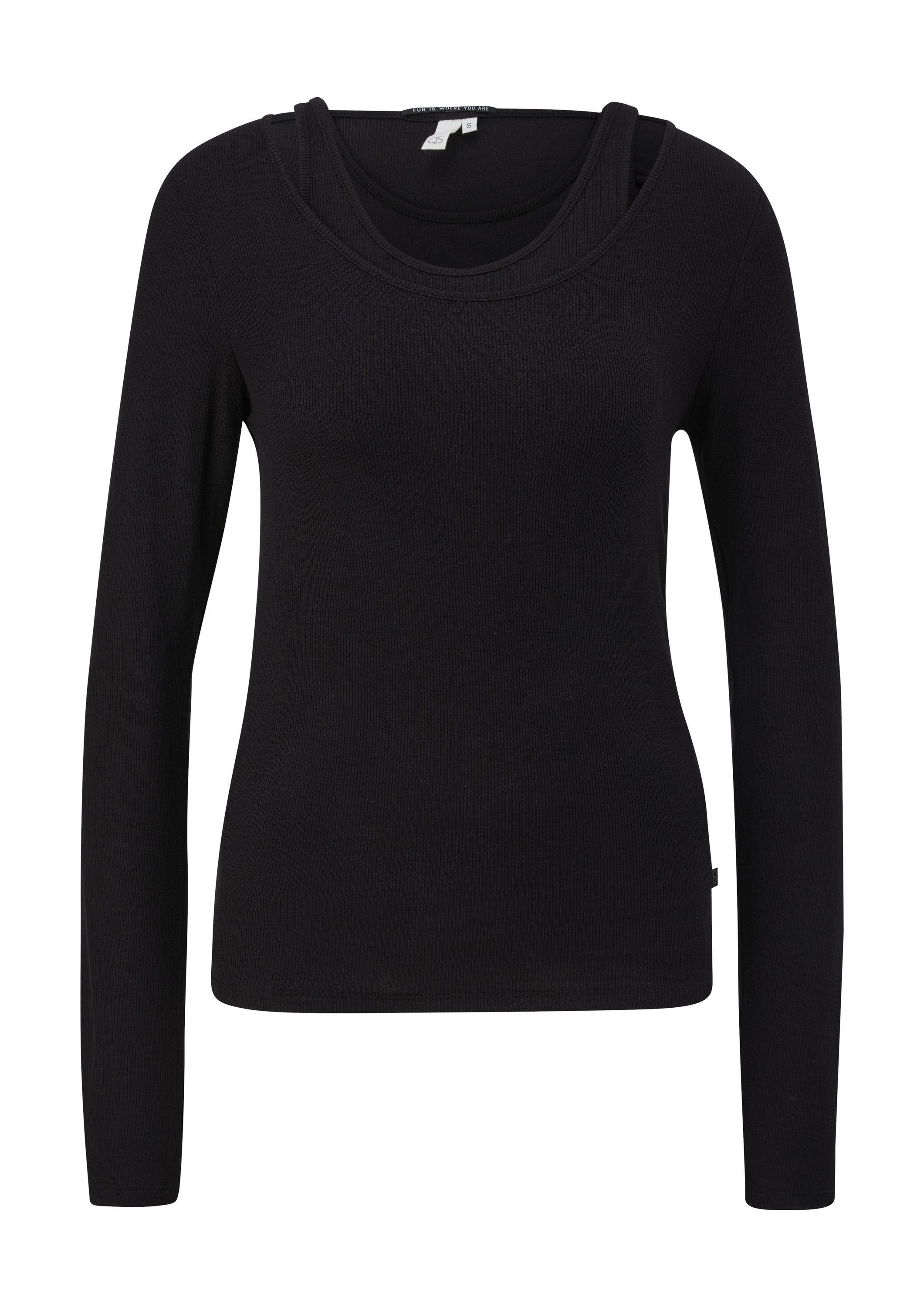 QS Langarmshirt T-Shirt Doppellagiges Langarmshirt günstig online kaufen