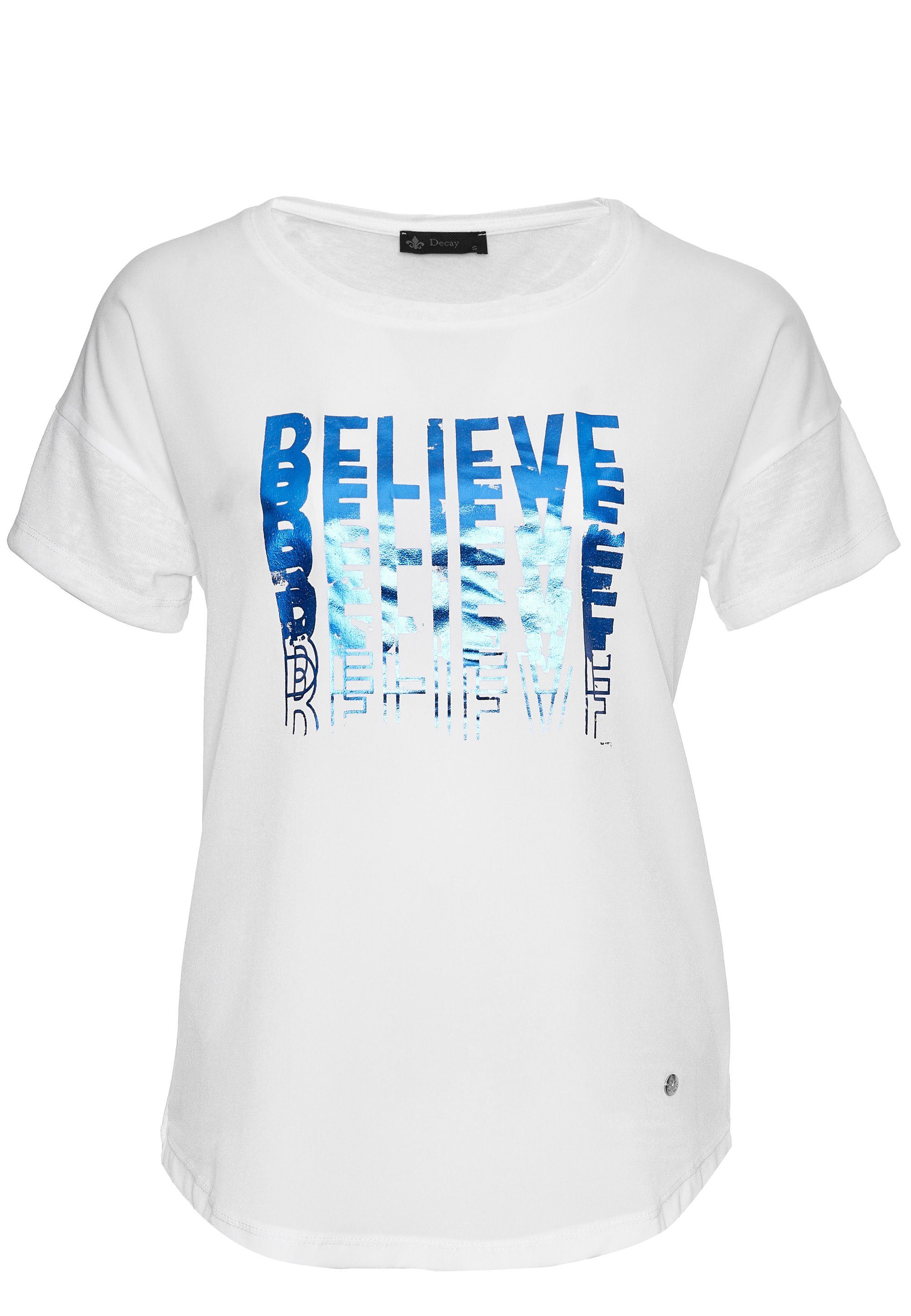 Decay Printmotiv mit blau detailliertem Believe T-Shirt