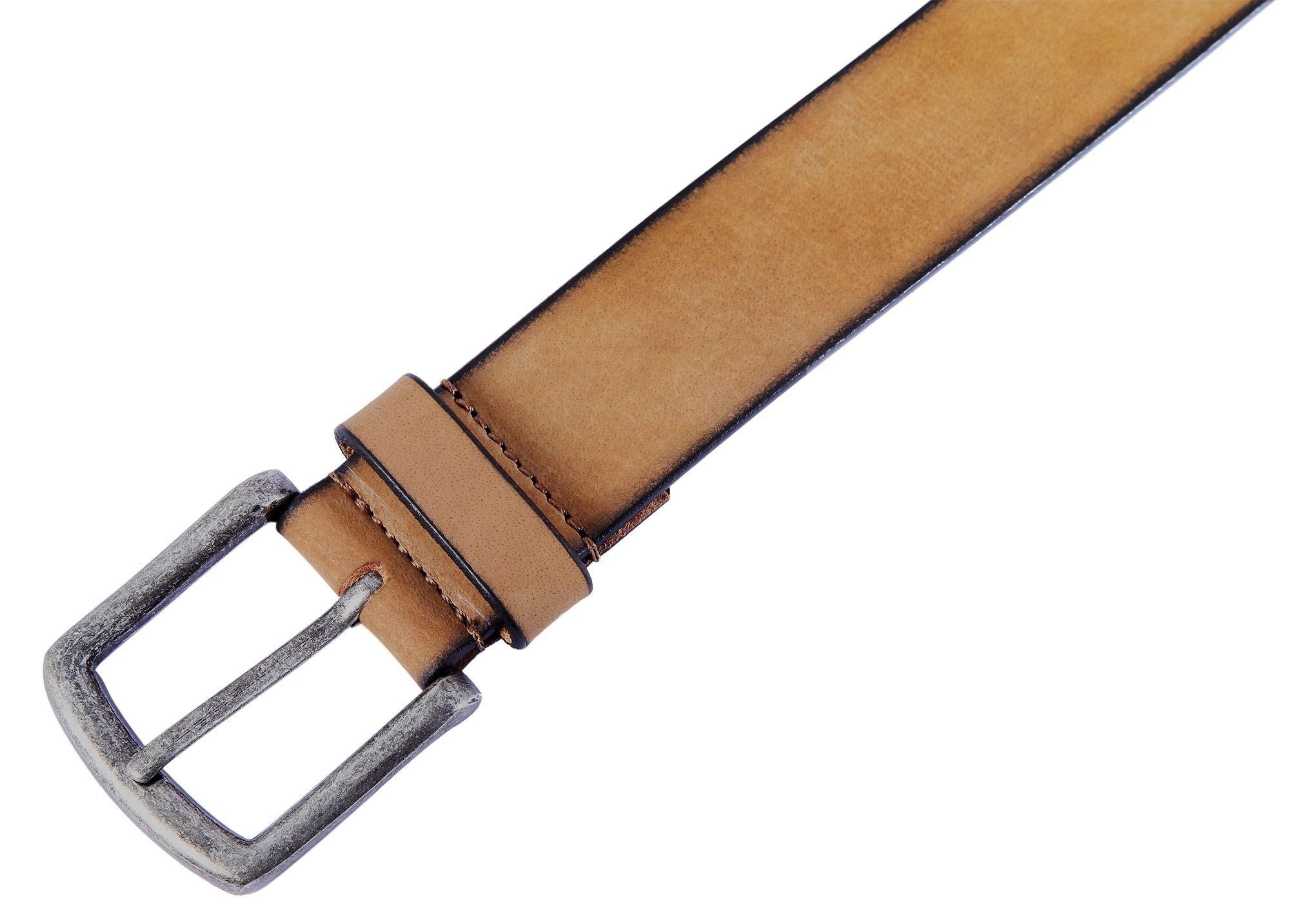 Leonardo Verrelli Ledergürtel hochwertiges Echt Leder, taupefarben, 90 cm - 140 cm