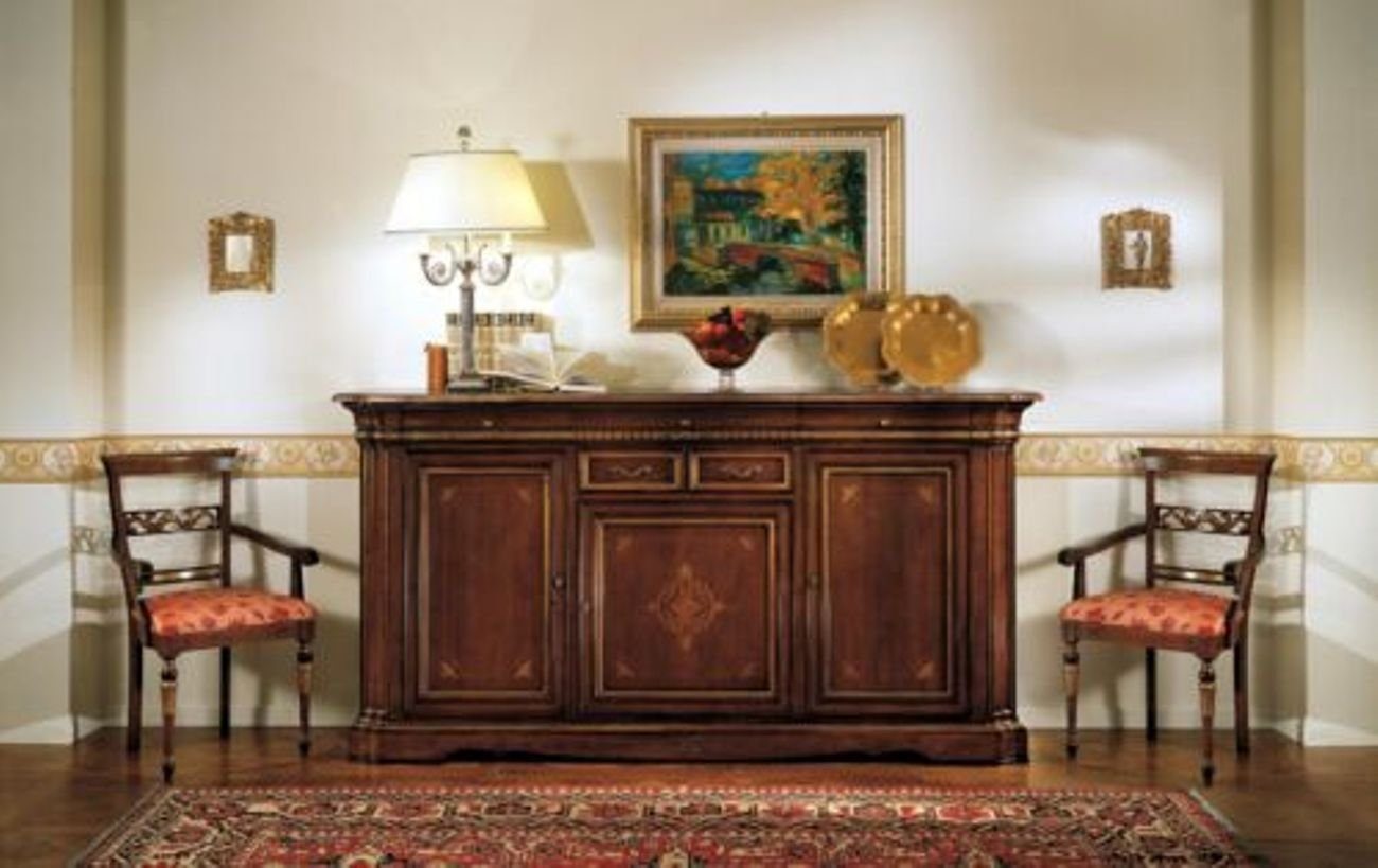 JVmoebel Anrichte, Anrichte Barock Stil Echtholz Luxus Italienische Möbel Kommode