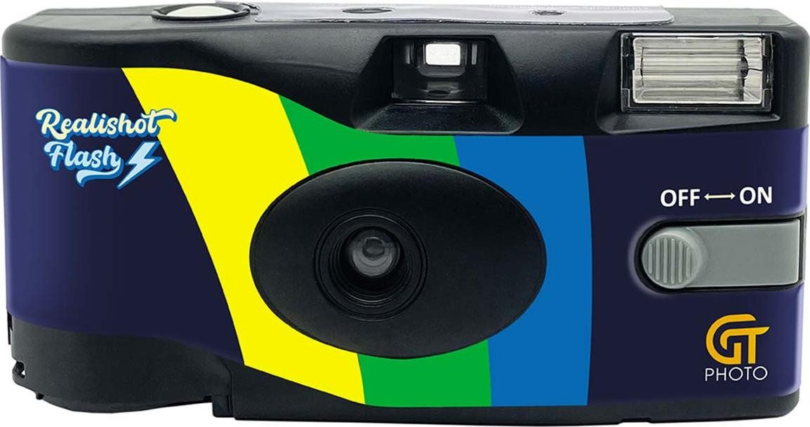 AgfaPhoto Einwegkamera Realishot Flash 27 Aufnahmen Farbe, Schwarz / Blau Einwegkamera