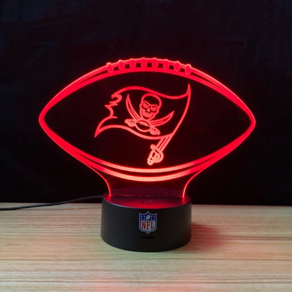 Tampa Bay Buccanneers LED Dekolicht Teamlogo Football Lampe, LED fest integriert, Rot, Blau, Grün, Gelb, Weiß, Lila, Farbwechsel