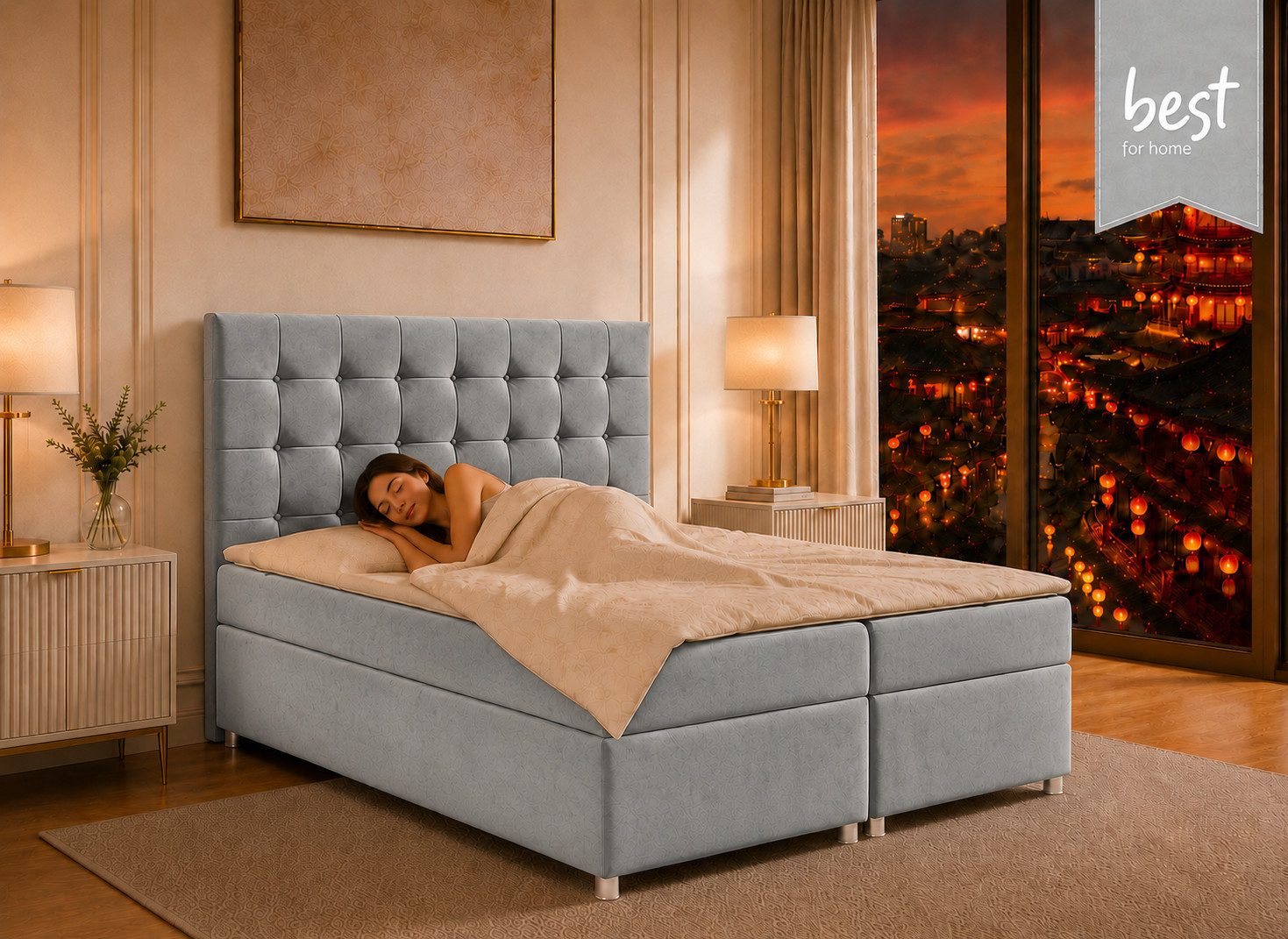 Best for Home Boxspringbett Trinity K-9 mit Stauraum & 7-Zonen Komfort – modern & komfortabel (Komplett-Set, 1-St., 140x200 160x200 180x200 200x200 cm), Handwerksqualität, TOP Preis-Leistungs-Verhältnis