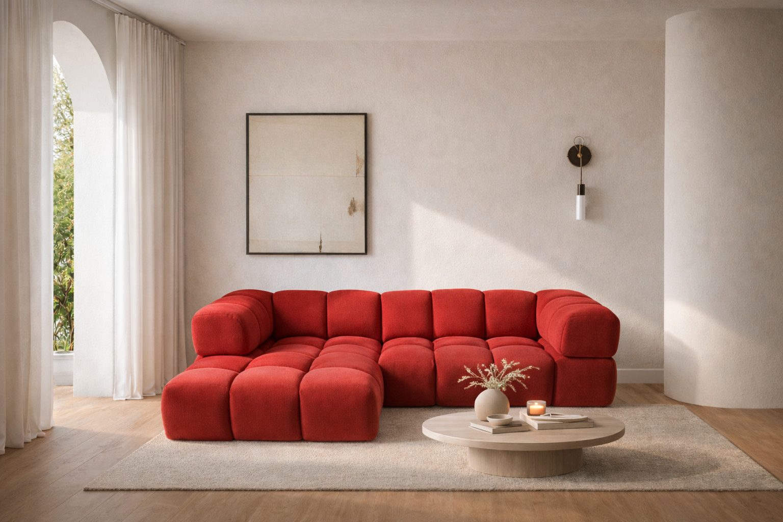 Kaiser Möbel Ecksofa luxuriöses Velours-Sofa im Stoff Bluvel modernes AVERRO, Premium-Velours Bluvel,Weiche abgerundete „Bubble“-Formen