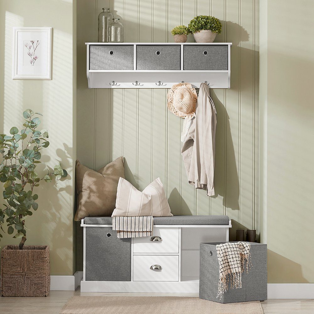 SoBuy Schuhbank FSR66, Sitzbank mit 2 grauen Körben und 2 Schubladen günstig online kaufen