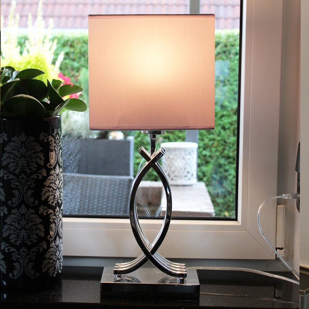 Arnusa Tischleuchte Moderne Tischlampe Stoffschrim farben, ohne Leuchtmittel, mit weiß in chrom