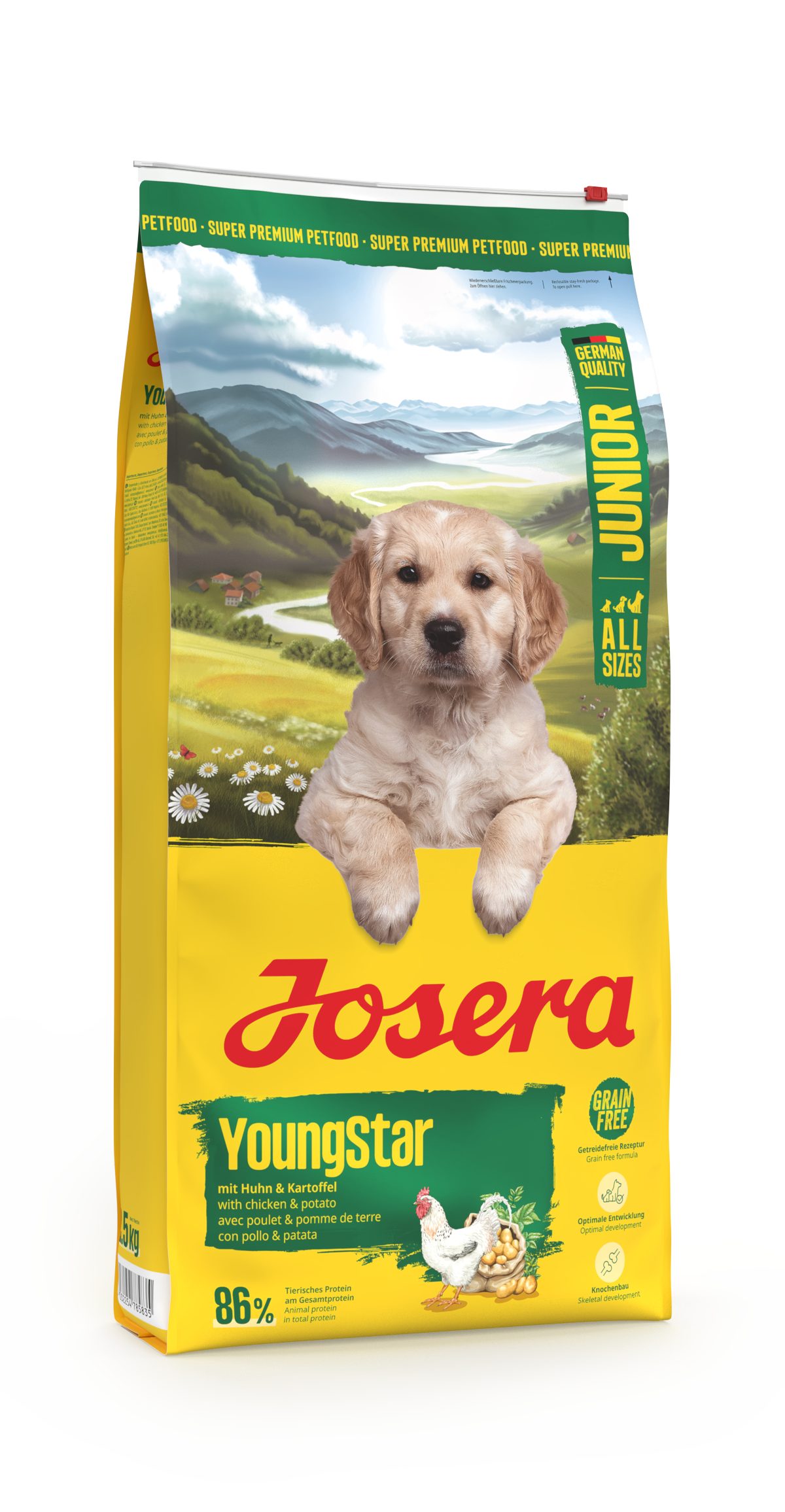 Josera YoungStar 12,5kg, Trockenfutter für: Hunde, Junior All Size, für wachsende Hunde aller Rassen