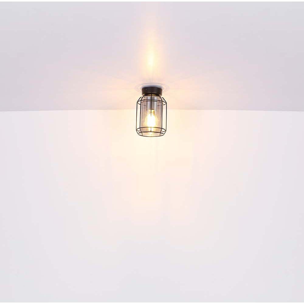 etc-shop inklusive, Wandlampe Glas Käfig Retro Wandleuchte nicht Wandleuchte, schwarz Vintage Flurleuchte Leuchtmittel