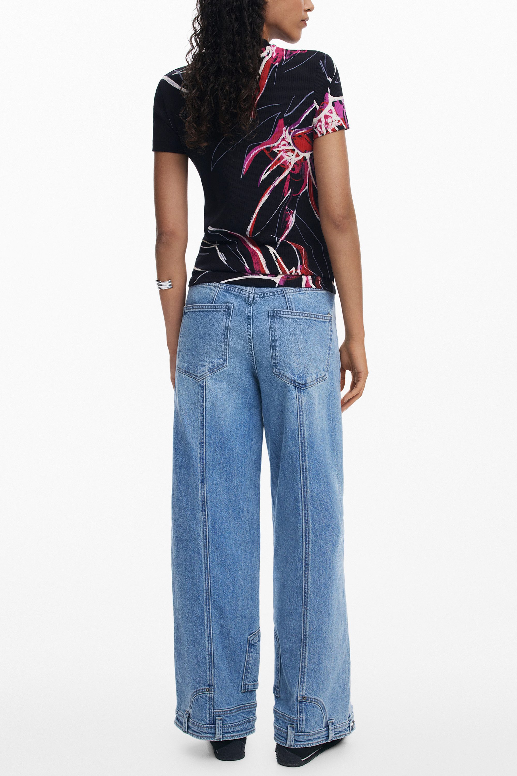 Desigual T-Shirt Schwarzes Damen Kurzarm-Shirt mit günstig online kaufen