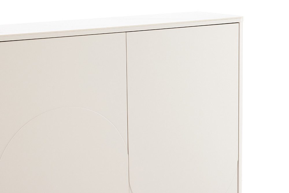 riess-ambiente Highboard SAVOY 130cm weiß – Marmor-Optik, Keramik-Platte, 3D-Front (Einzelartikel, 1 St), Stauraum-Möbel mit edlem Materialmix – ideal für moderne Wohnzimmer