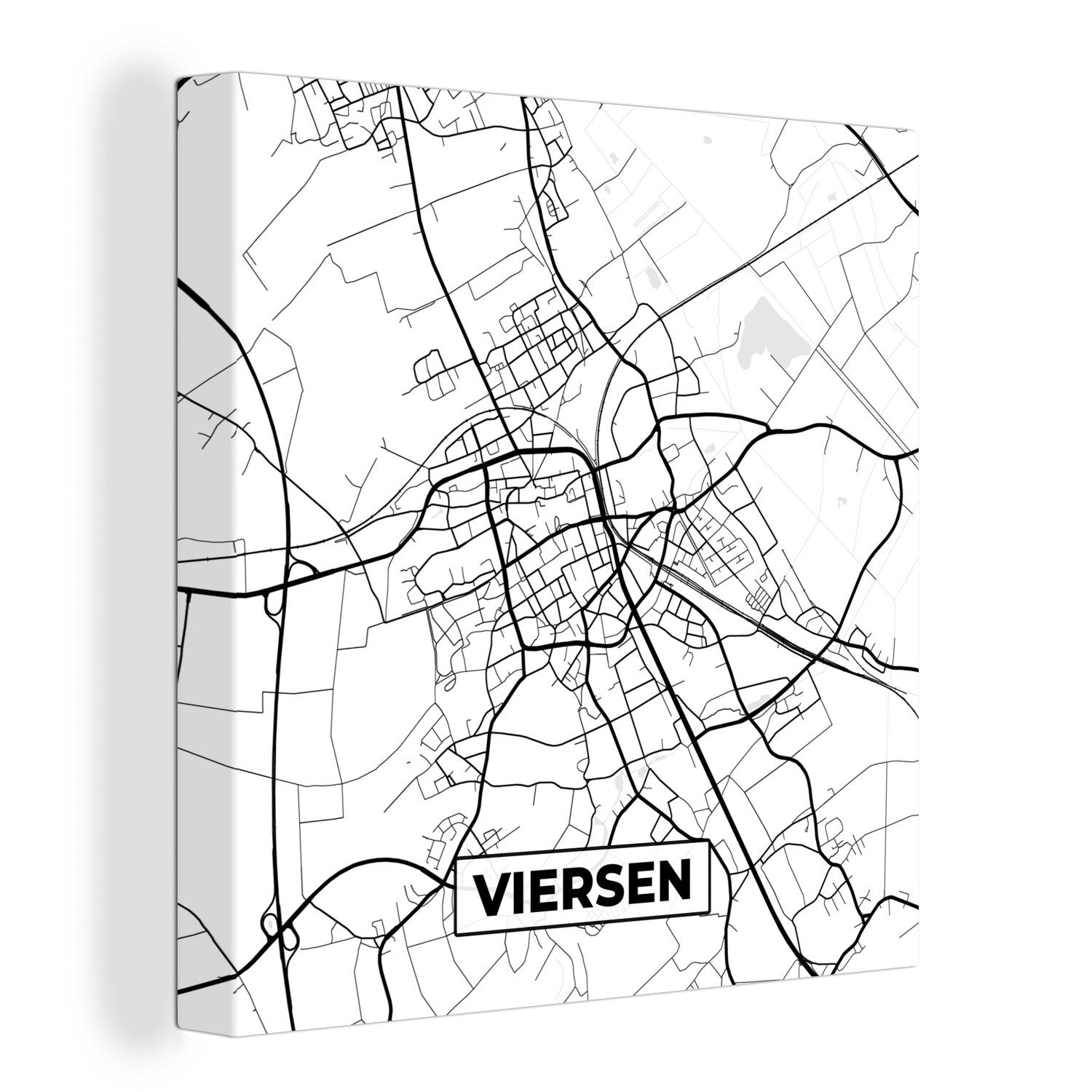 OneMillionCanvasses® Leinwandbild Viersen - Karte - Stadtplan, (1 St), Leinwand Bilder für Wohnzimmer Schlafzimmer