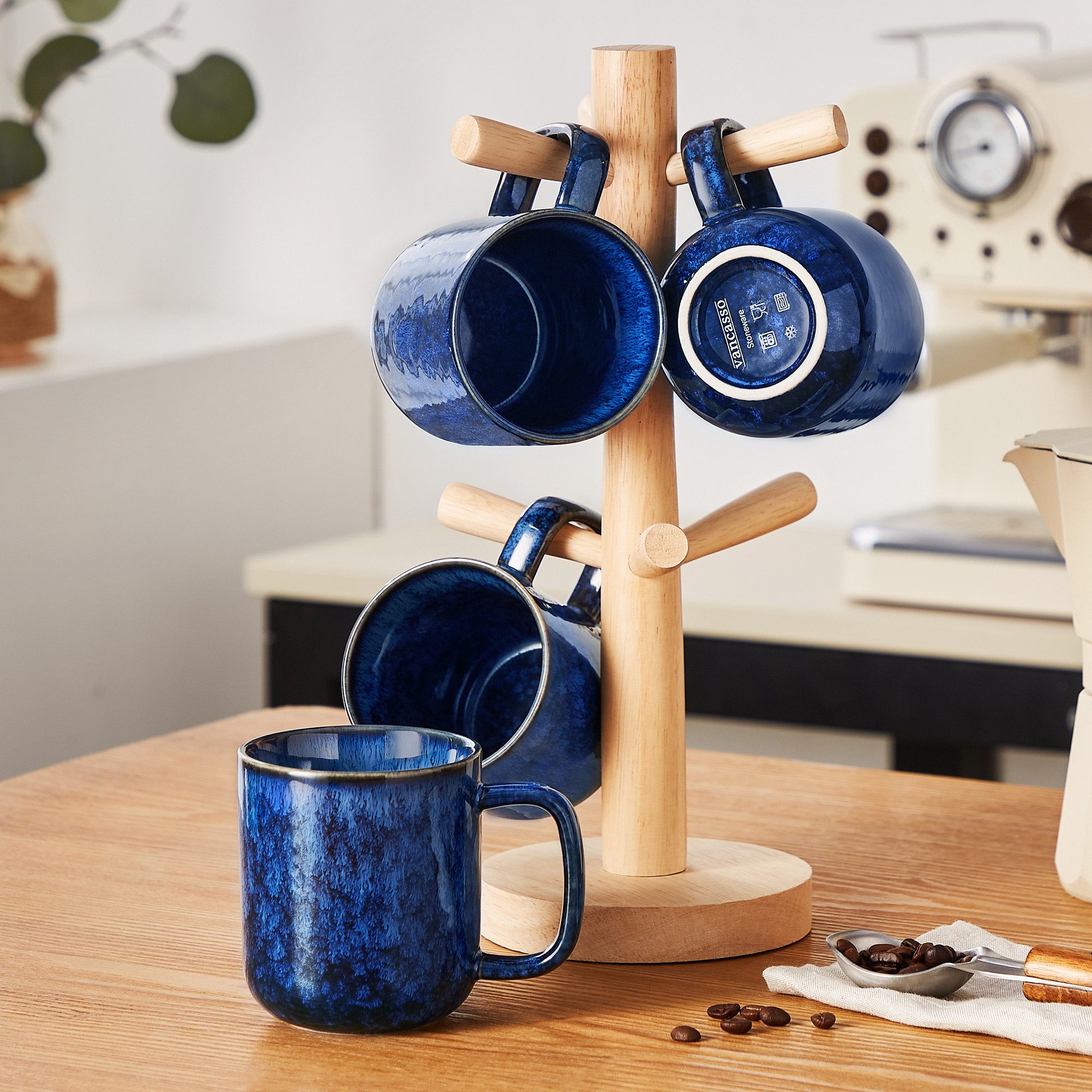 vancasso Tasse Kaffeeservice für 4/6, Steingut Tasse, Reaktivglasur, 4-tlg., Steingut – Bild 3 von 5