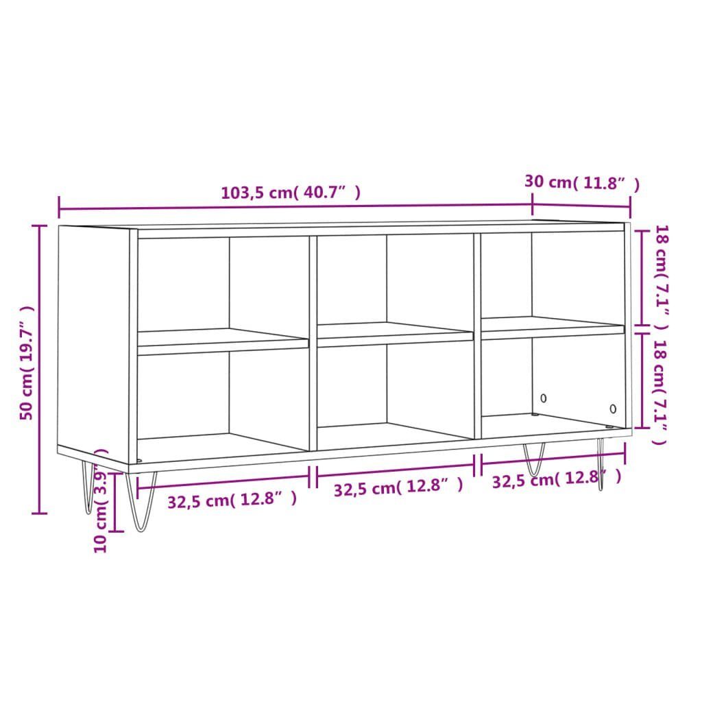 Räuchereiche furnicato TV-Schrank cm 103,5x30x50 Holzwerkstoff