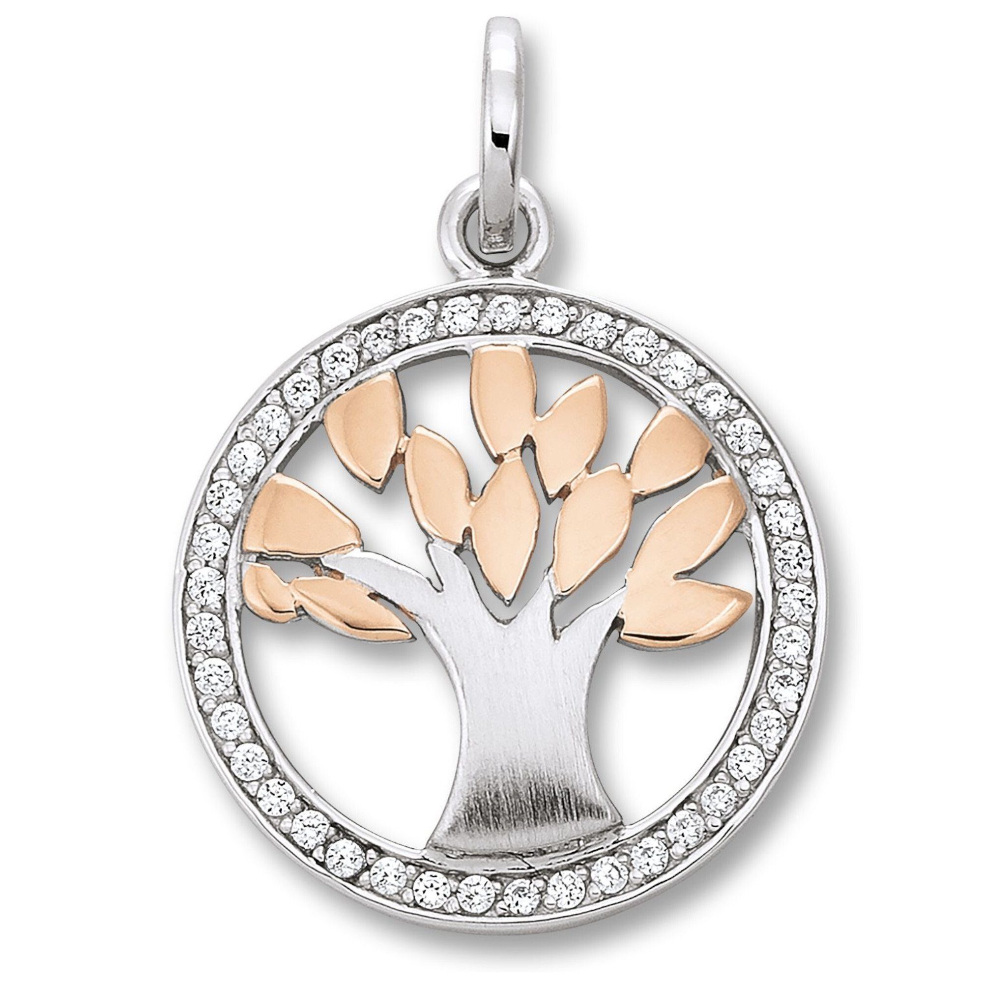 Lebensbaum Anhänger Silber Damen Schmuck Lebensbaum Silber, Kettenanhänger aus ONE 925 Zirkonia ELEMENT