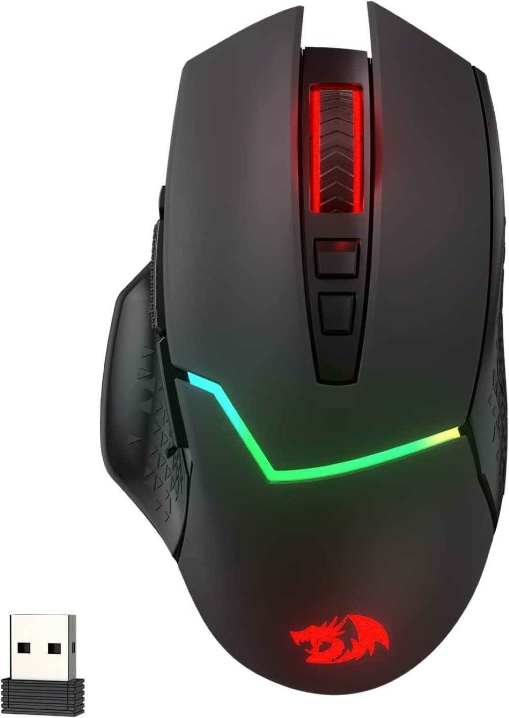 Redragon M690-PRO, RGB, 2,4 GHz/Kabelgebunden, Schwarz Gaming-Maus (kabelgebunden, 2.4 GHz RF Wireless, 8000 DPI, 8 programmierbare Tasten, Ergonomisch, Dual-Modus)