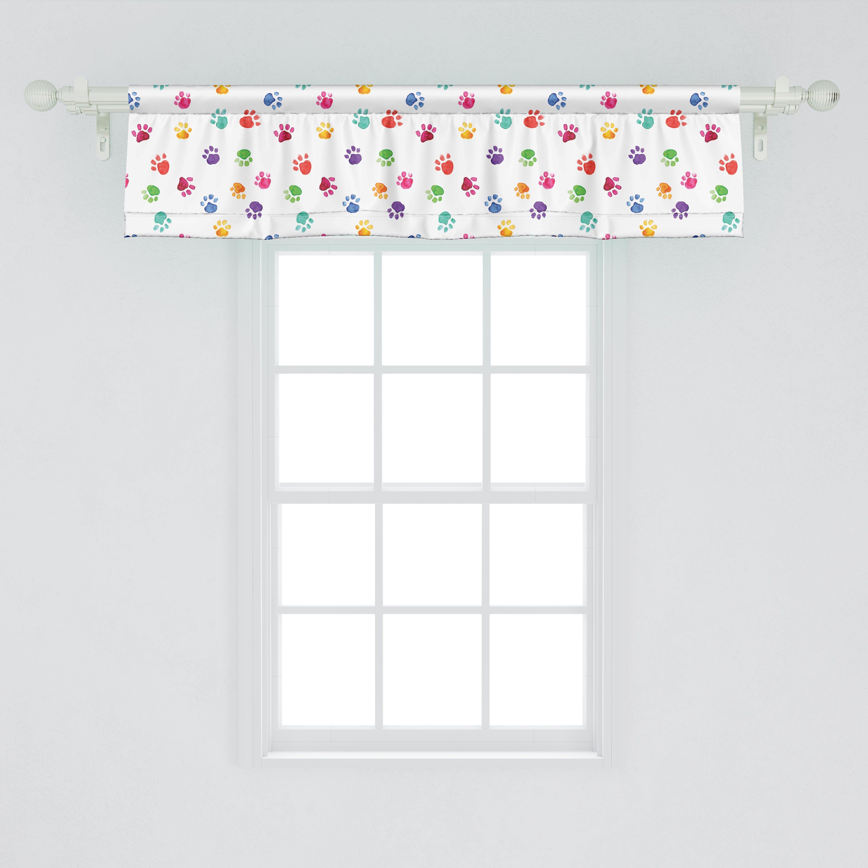 Scheibengardine Vorhang Volant Dekor für Bunt Stangentasche, mit Schlafzimmer Tierabdrücke Abakuhaus, Microfaser, Küche