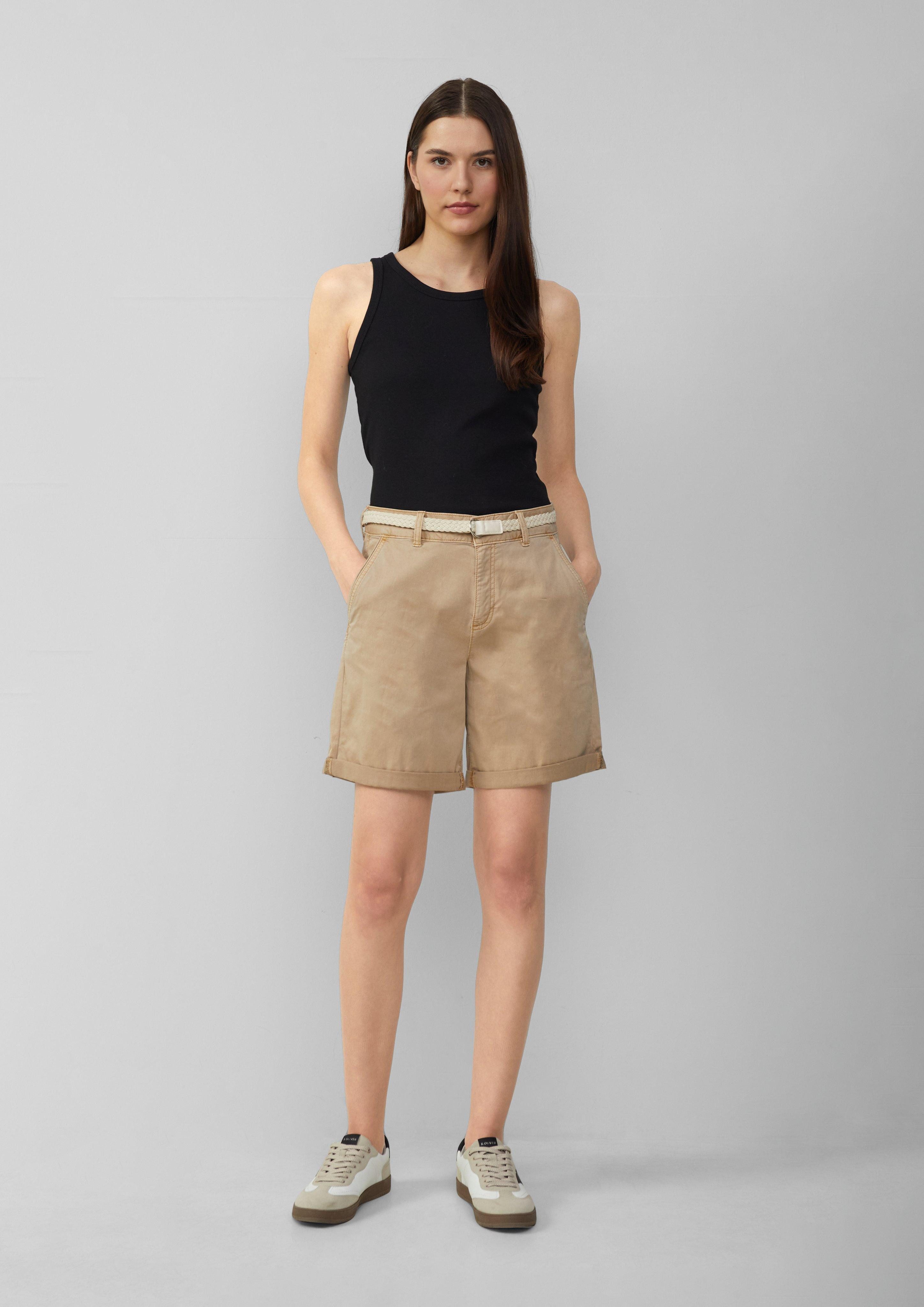s.Oliver Shorts Shorts mit geflochtenem Gürtel und Garment Dye Garment Dye