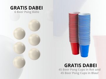 Stagecaptain Spieltisch Beer Pong Tisch “Basic” - Bierpongtisch - Klapptisch aus Alu, (Inkl. 90 Becher und 6 Bälle, 3-tlg), Schnell aufgebaut und kompakt beim Transport