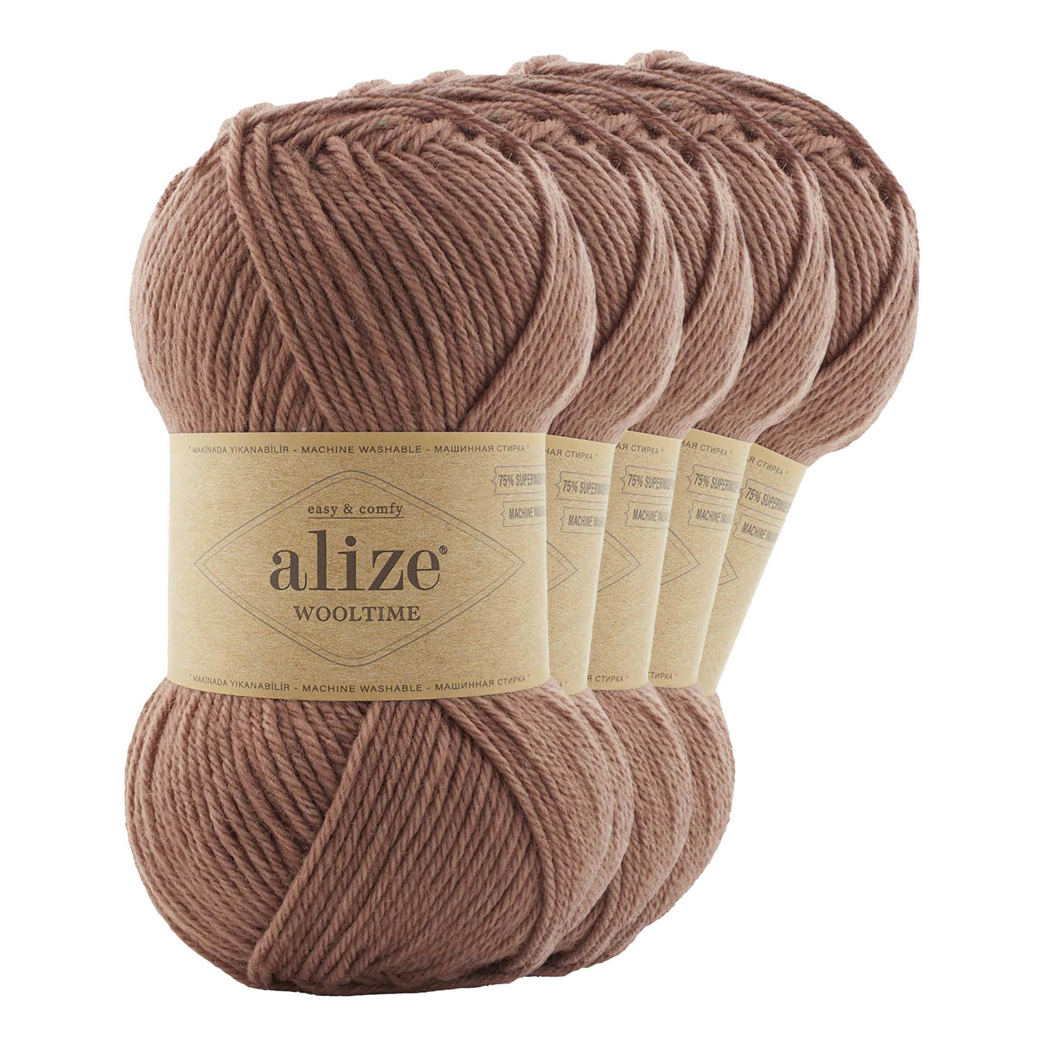Alize 5 x 100g Sockenwolle Alize Wooltime Strickgarn Häkelgarn Farbwahl Häkelwolle, 581 milchkakao