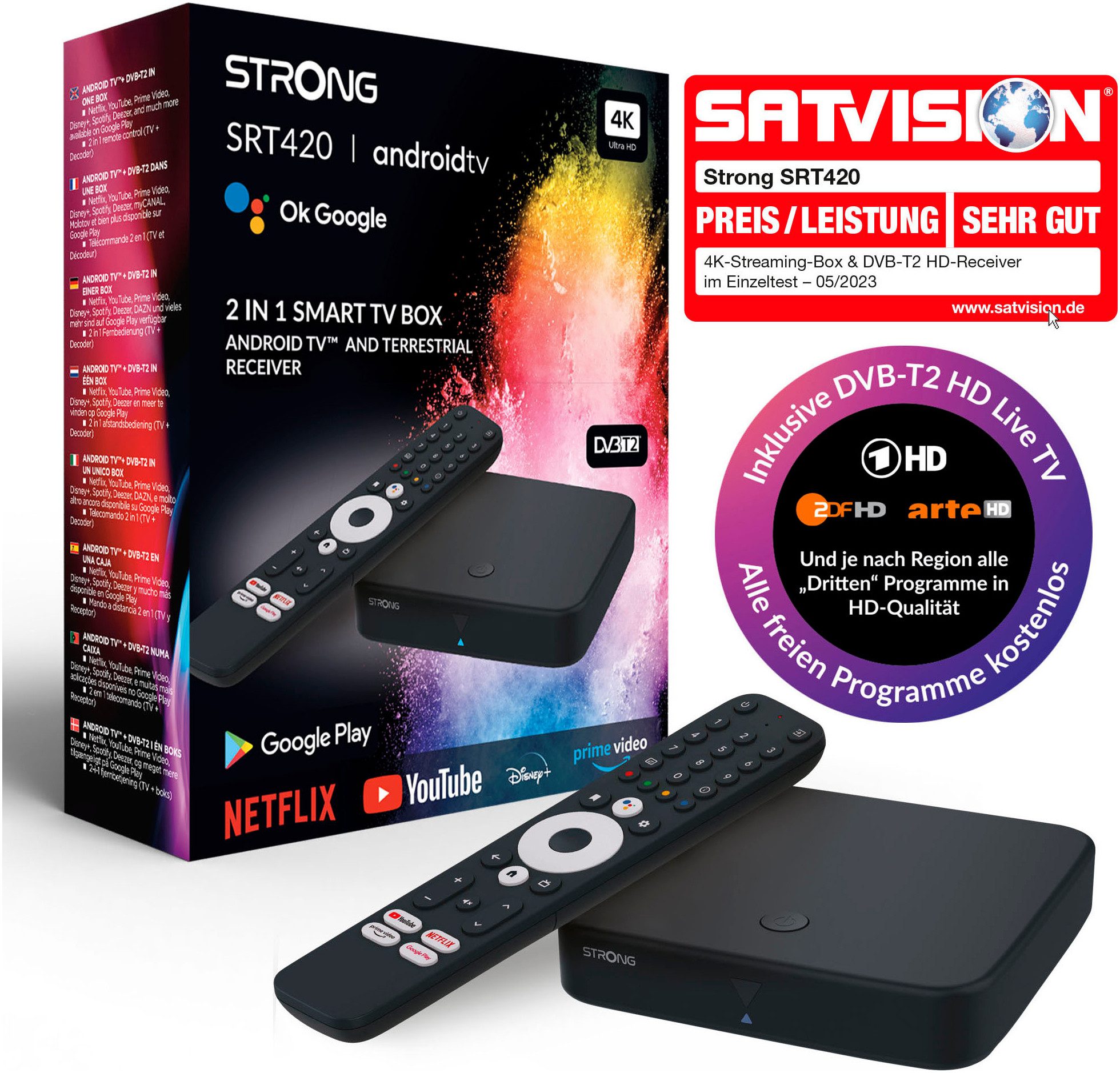 Strong Streaming-Box SRT 420, Video-Streaming: Netflix, Youtube, Amazon Prime Video, Disney+