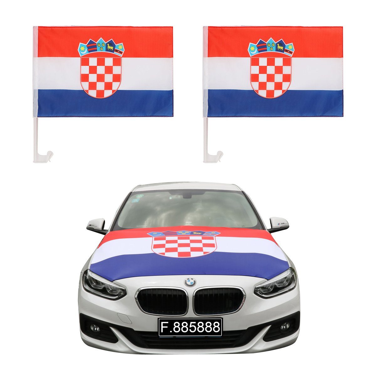 Sonia Originelli Fahne Auto-Fan-Paket Kroatien Croatia Außenspiegel Motorhaubenüberzug, Magnete: 3D-Effekt