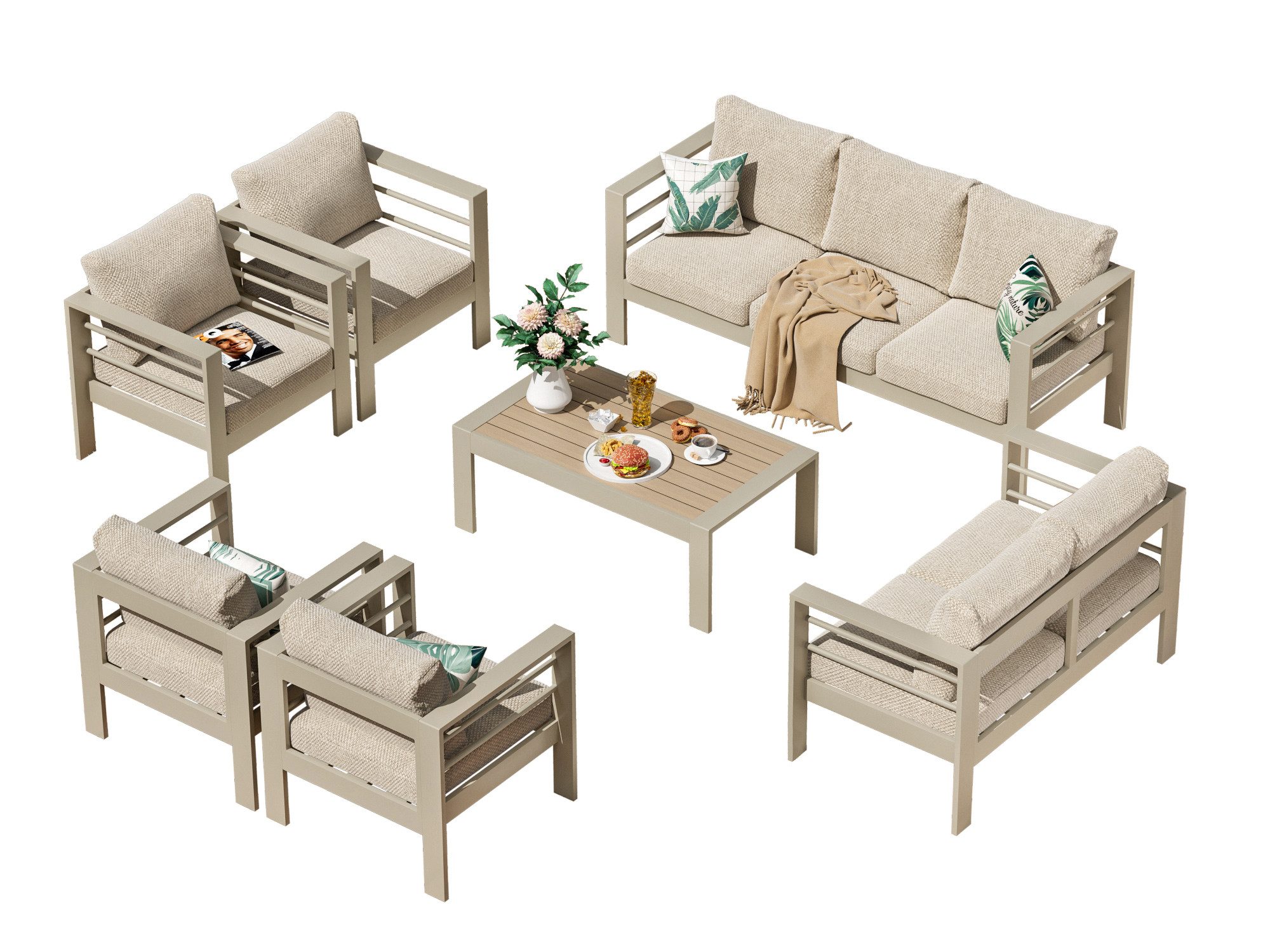 MeXo Gartenlounge-Set Terrassenmöbel Set 8-10 Personen Aluminium outdoor we günstig online kaufen