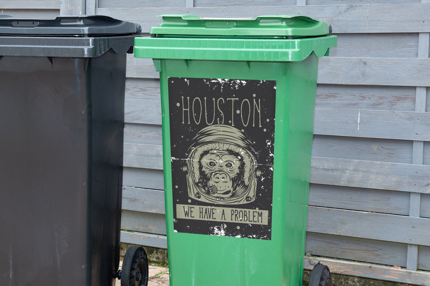 Affe - Abfalbehälter MuchoWow Weltraum Mülleimer-aufkleber, St), Poster - Wandsticker (1 Container, Sticker, Mülltonne,