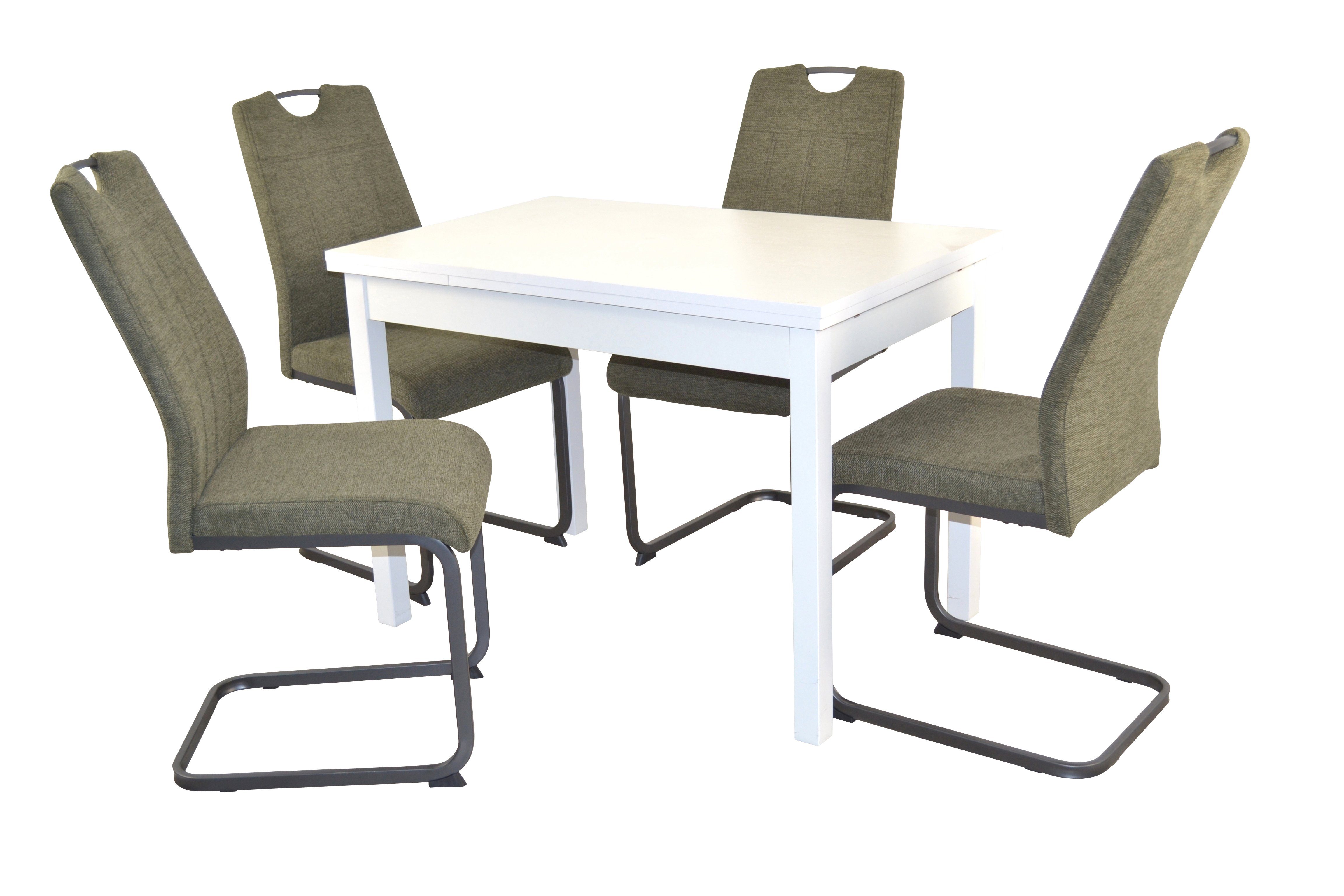 moebel-direkt-online Essgruppe Tischgruppe grün einen 5teiliges Esstisch Set) bestehend Stühlen, (Spar-Set, 4 und aus 5teilig