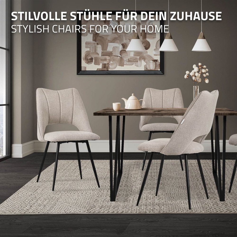 ML-DESIGN Stuhl Esszimmerstühle mit Rückenlehne moderne Design Lounge Küchenstühle (4 St), Polsterstuhl Esstischstühle 4er Set Clubsessel Polyester bis 120kg – Bild 5 von 5