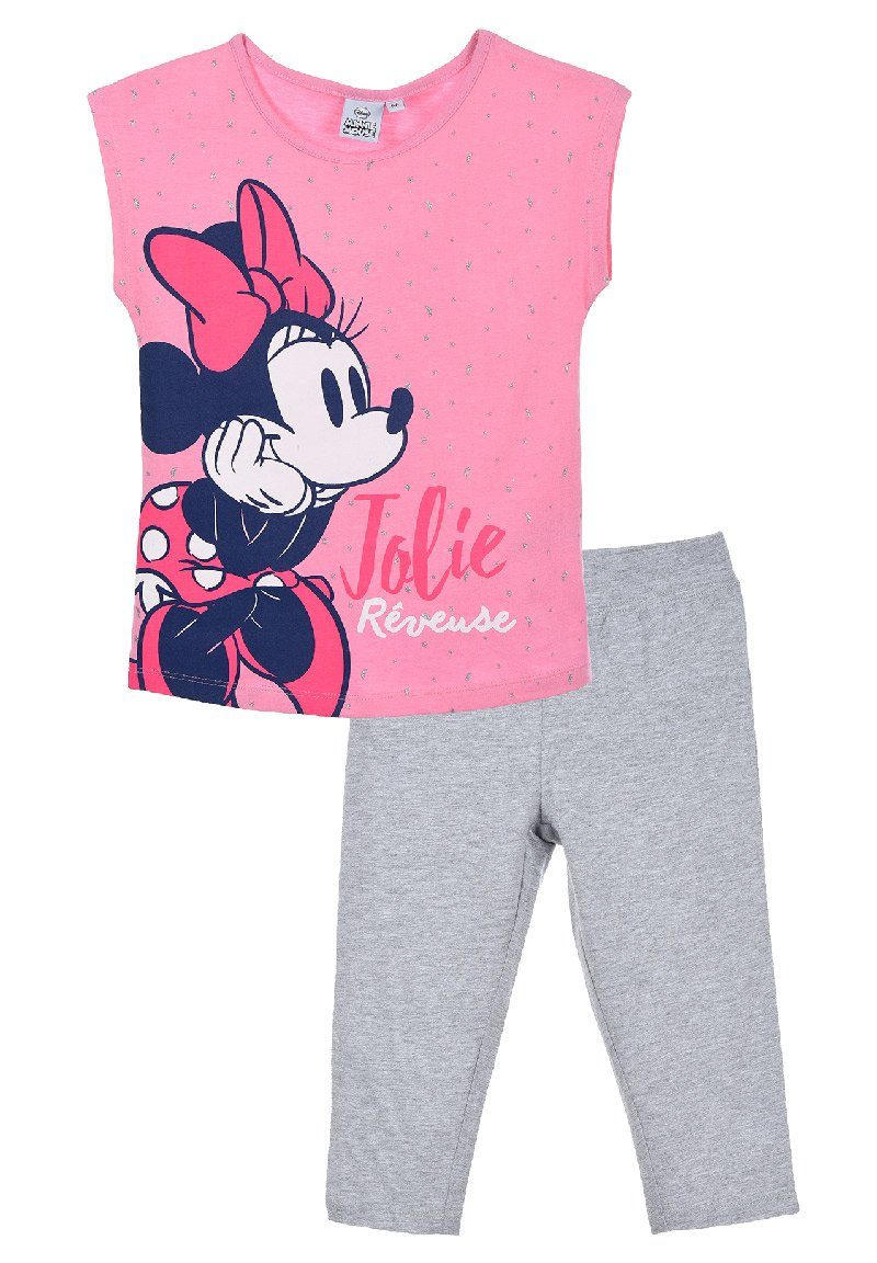 Disney Minnie Mouse Schlafanzug Kinder Mädchen Schlafanzug Kinder Pyjama kurzarm Shirt + Schlaf-Hose (2 tlg) Mini Maus