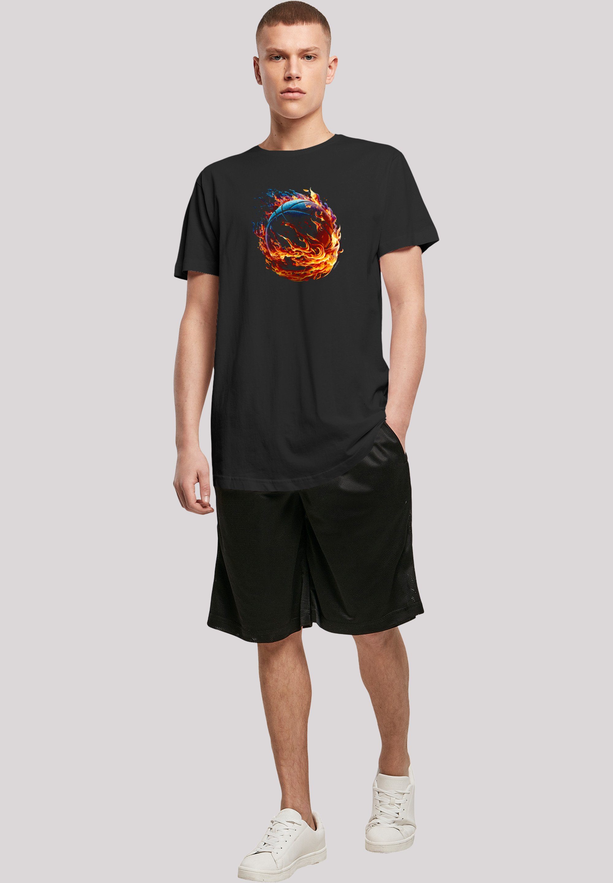 F4NT4STIC T-Shirt Basketball On Fire Print Sport LONG schwarz