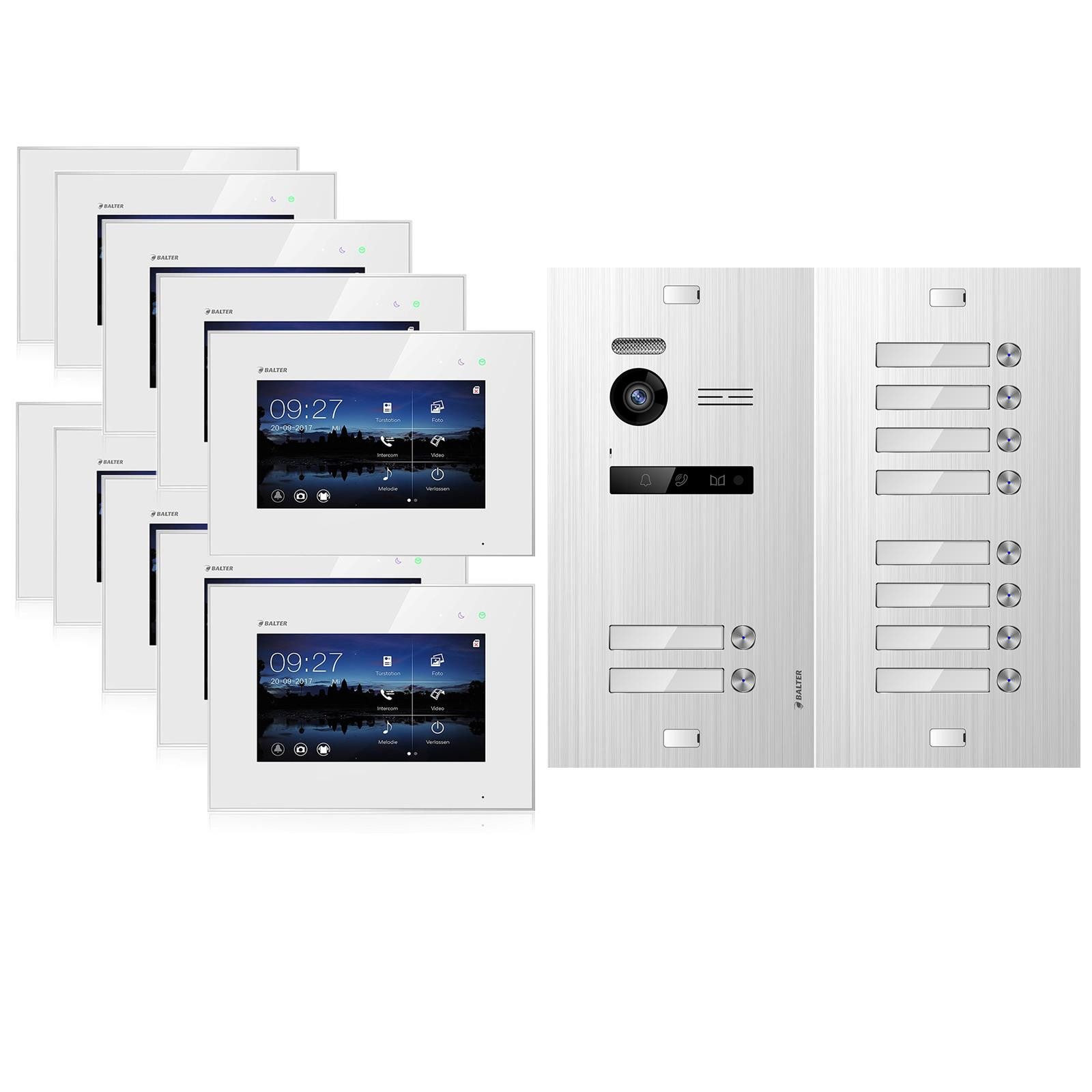 Balter Video-Türsprechanlage Video Türsprechanlage für 10Familienhaus, 10x Monitore (Komplettset, 10-tlg., 150 Grad Weitwinkelkamera)